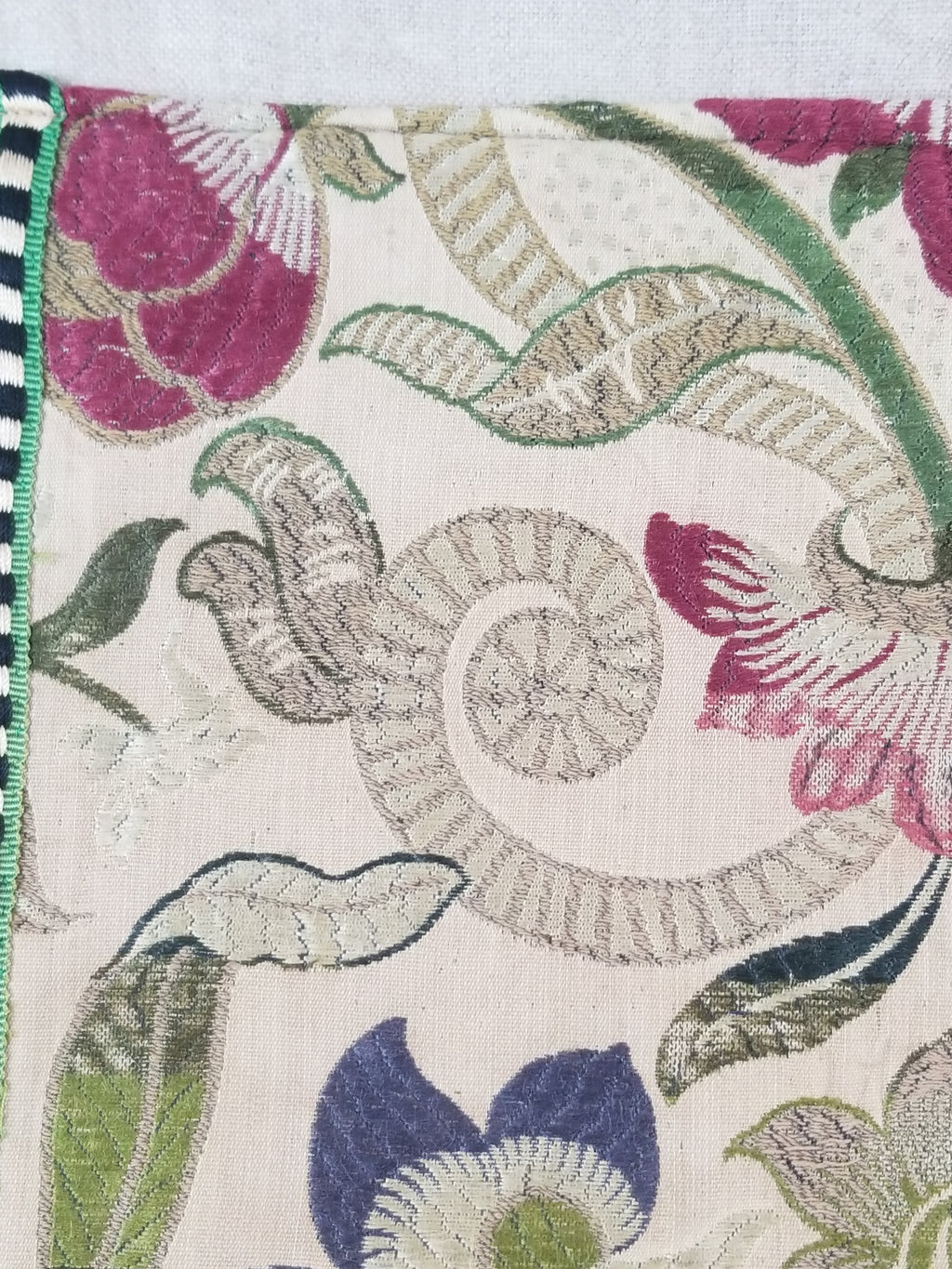 Antique Woven Brocade & Jacquard Altar Cloth with Stylized Floral Motifs 208x92c