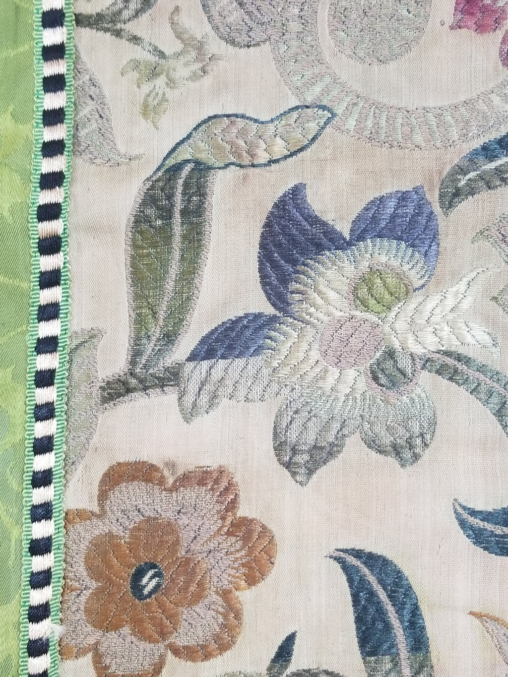 Antique Woven Brocade & Jacquard Altar Cloth with Stylized Floral Motifs 208x92c