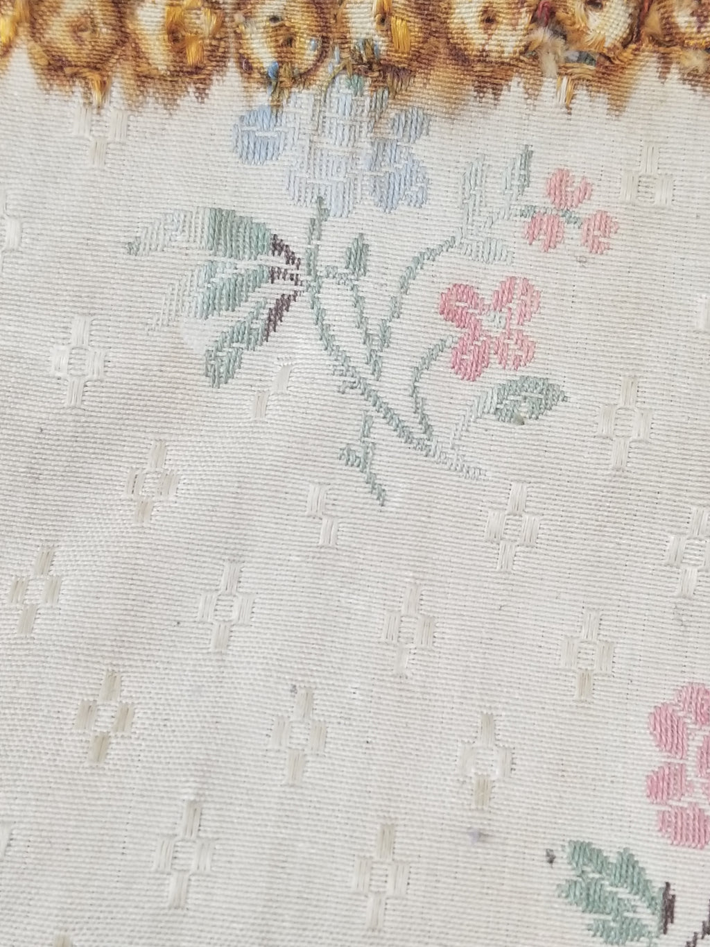 Antique French Floral Brocade Panel 195x46cm