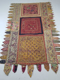 Antique Indian Gujarat Patchwork Hand Embroidered Wall Tapestry 285x180cm