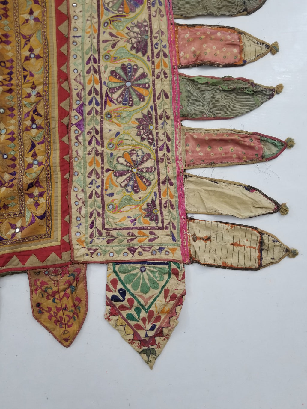 Antique Indian Gujarat Patchwork Hand Embroidered Wall Tapestry 285x180cm