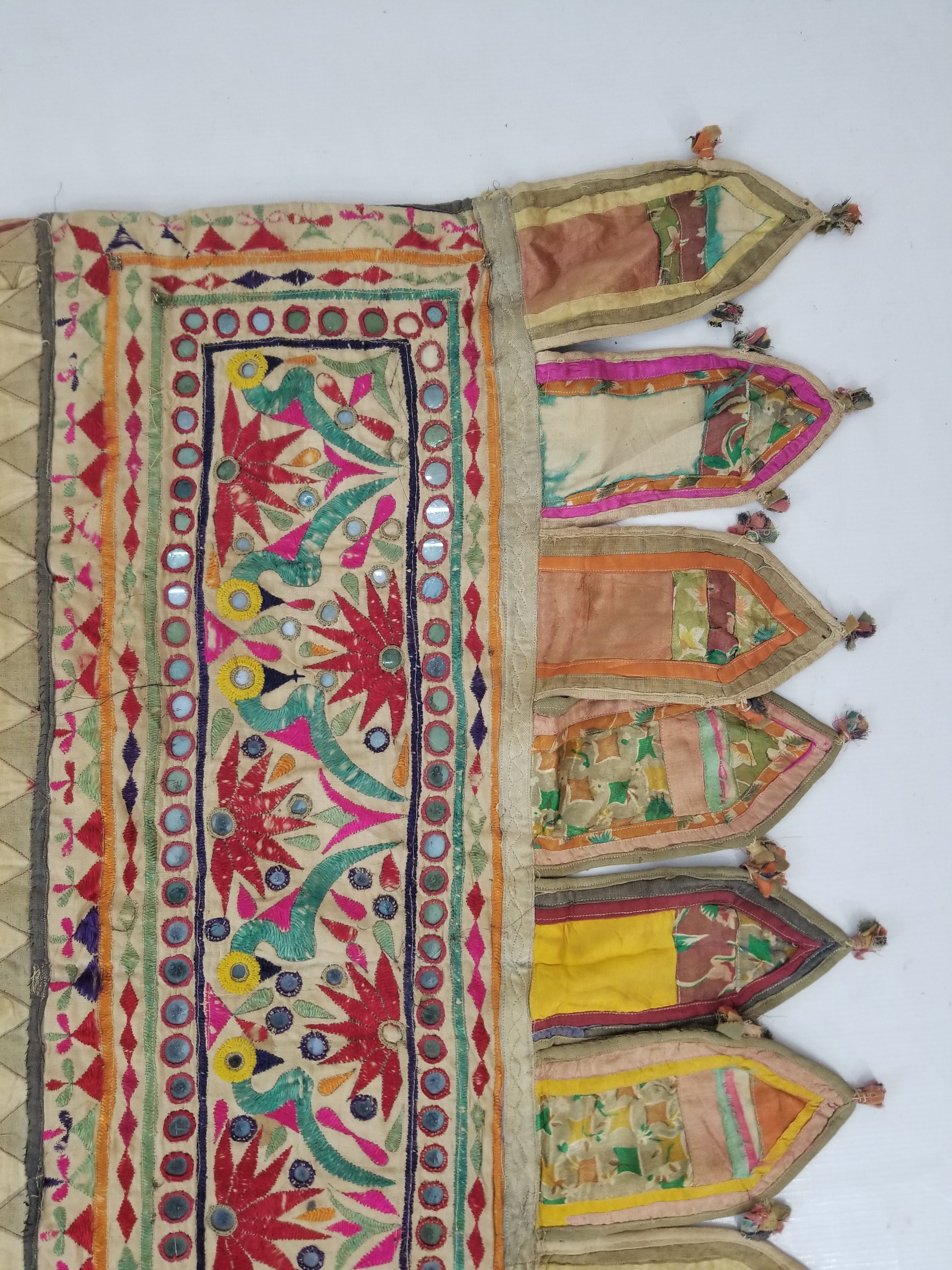 Antique Indian Gujarat Patchwork Hand Embroidered Wall Tapestry 285x180cm