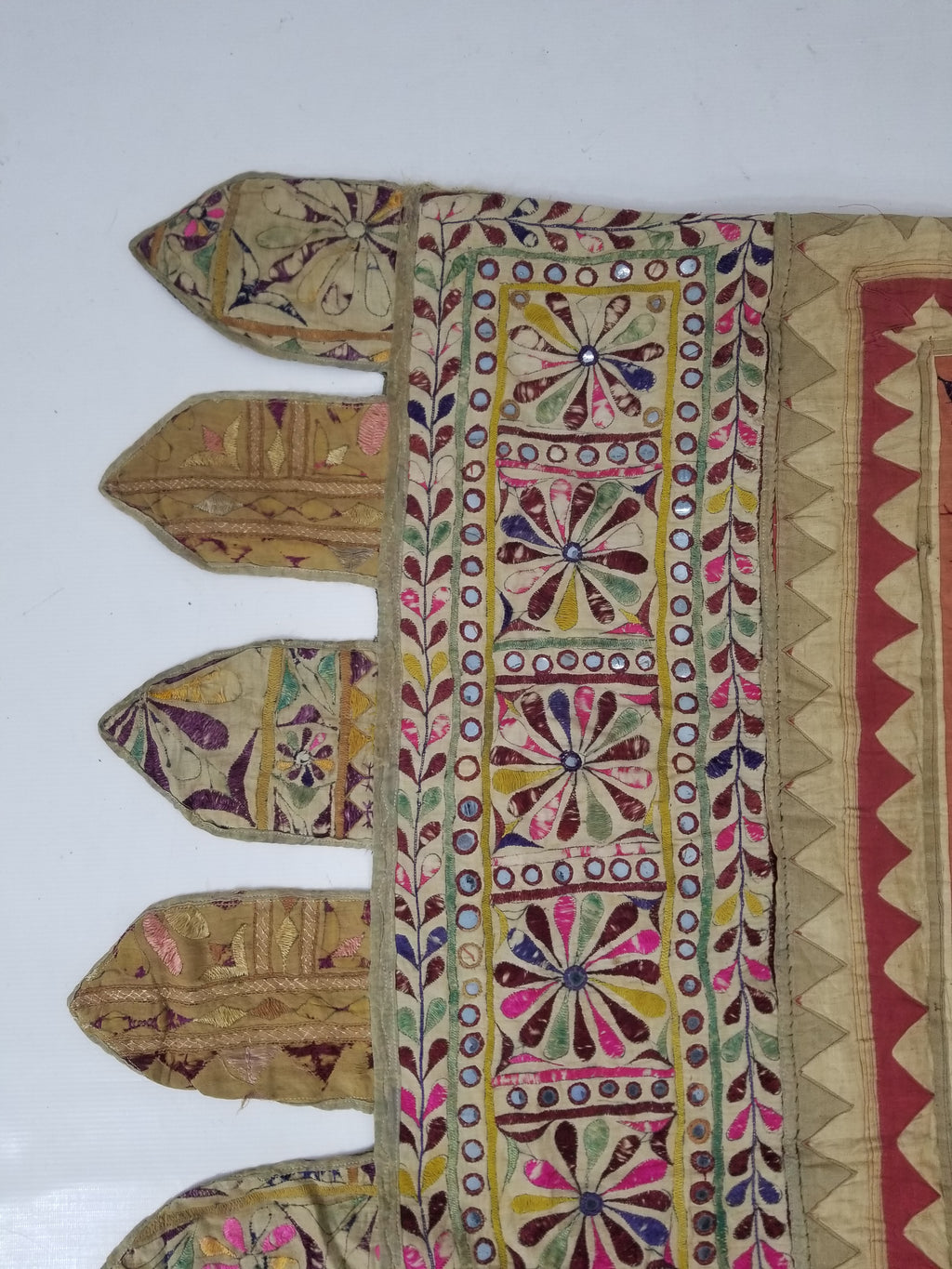 Antique Indian Gujarat Patchwork Hand Embroidered Wall Tapestry 285x180cm