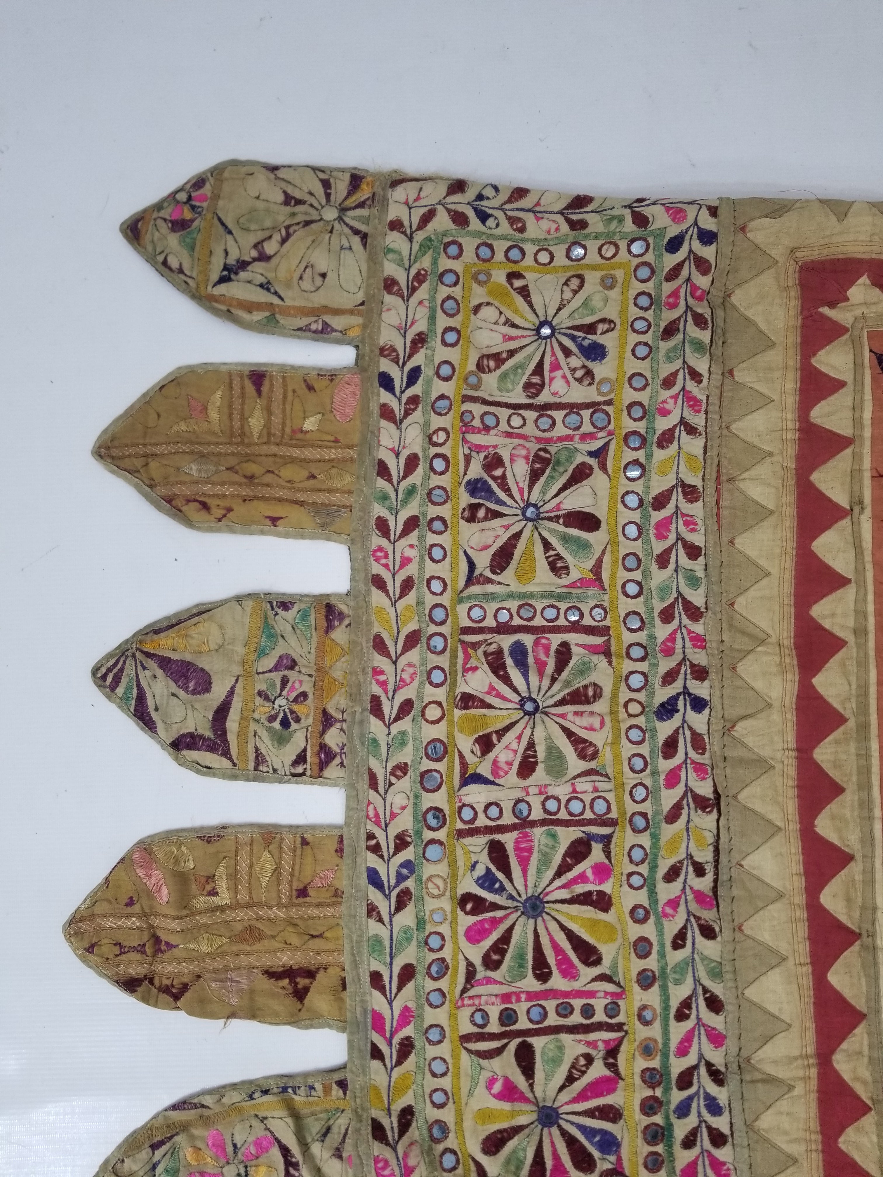 Antique Indian Gujarat Patchwork Hand Embroidered Wall Tapestry 285x180cm
