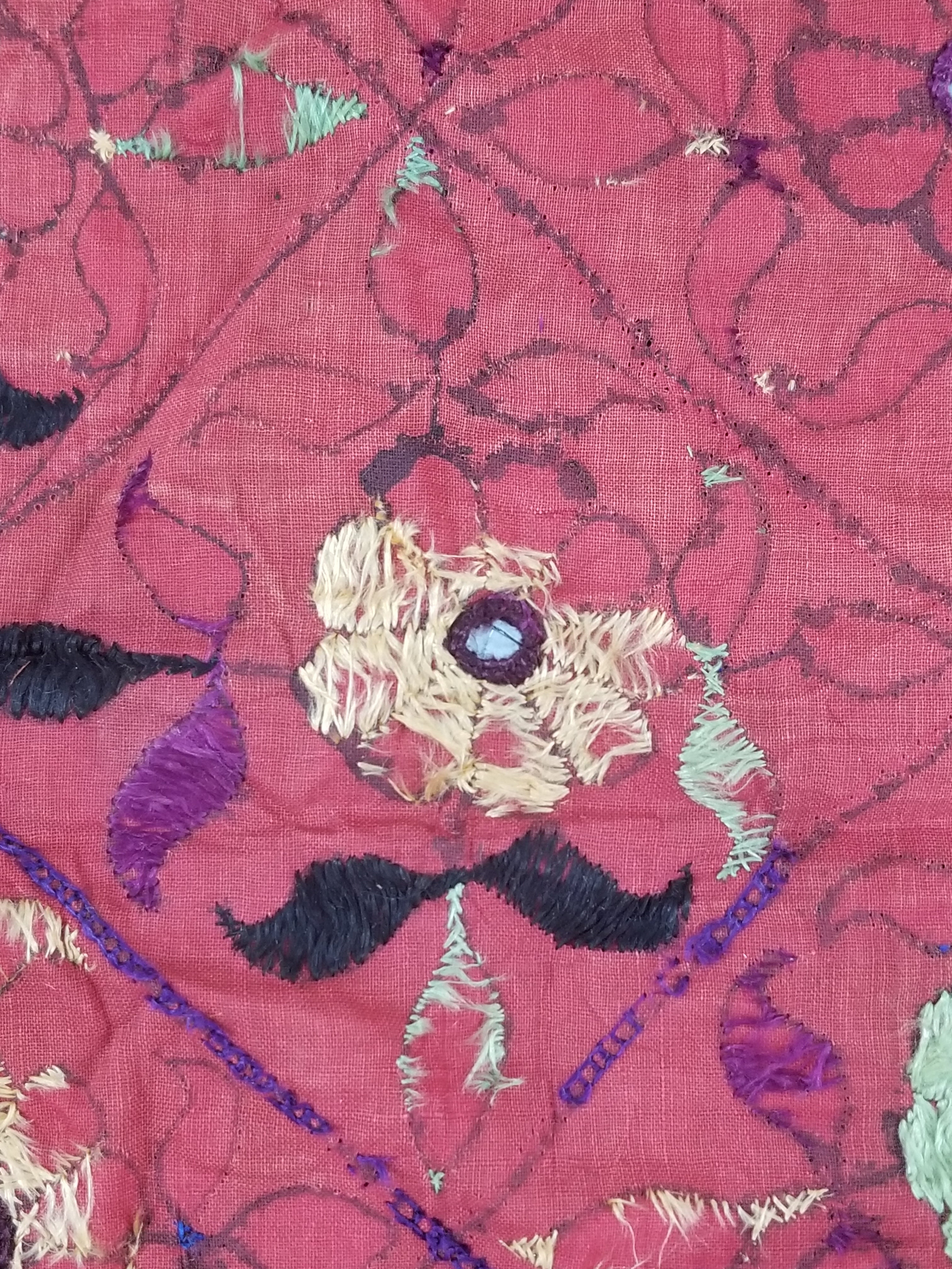 Antique Indian Gujarat Patchwork Hand Embroidered Wall Tapestry 285x180cm