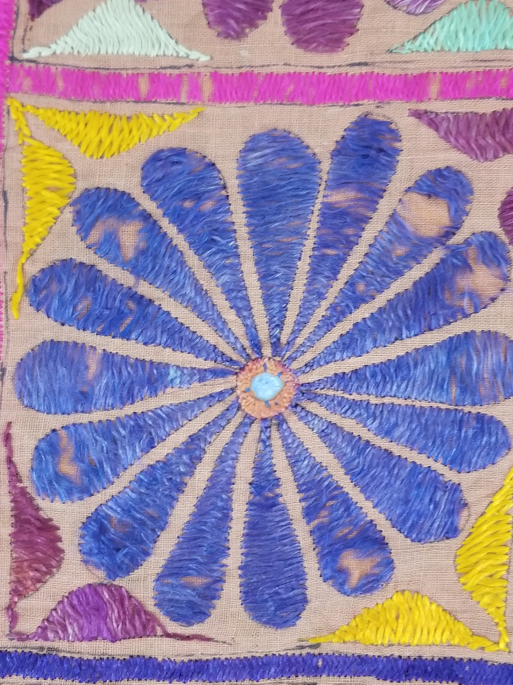 Antique Indian Gujarat Patchwork Hand Embroidered Wall Tapestry 285x180cm