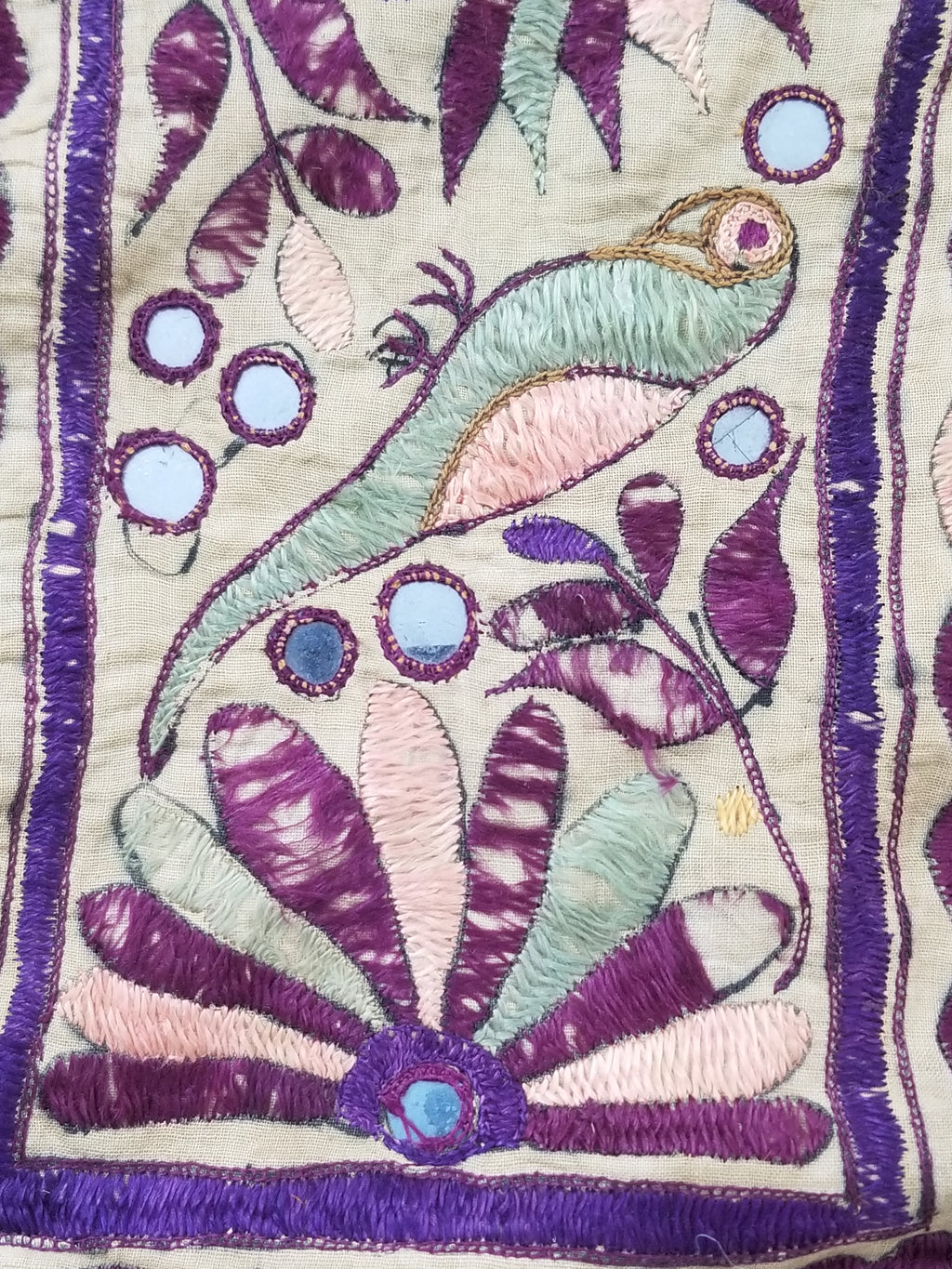 Antique Indian Gujarat Patchwork Hand Embroidered Wall Tapestry 285x180cm