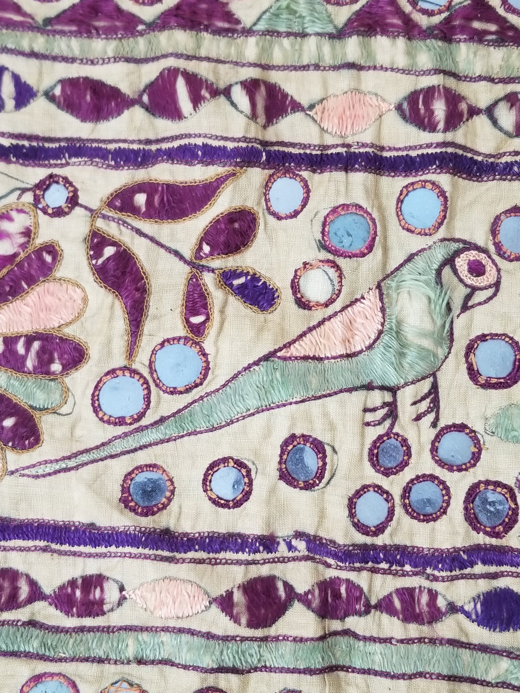 Antique Indian Gujarat Patchwork Hand Embroidered Wall Tapestry 285x180cm