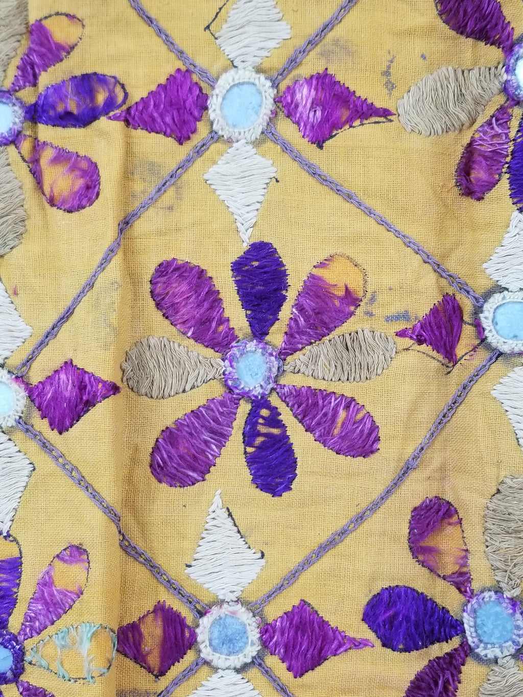 Antique Indian Gujarat Patchwork Hand Embroidered Wall Tapestry 285x180cm