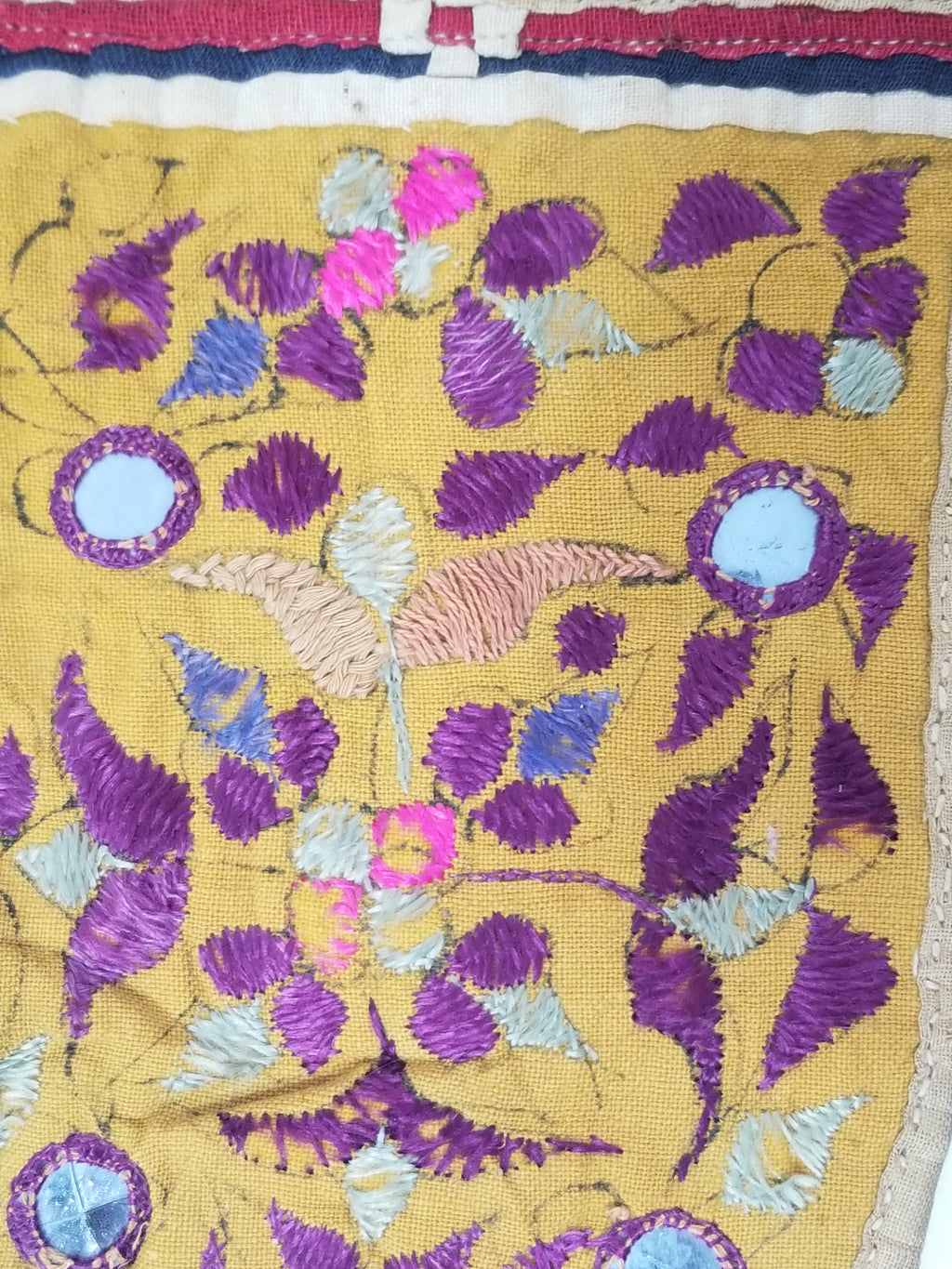 Antique Indian Gujarat Patchwork Hand Embroidered Wall Tapestry 285x180cm