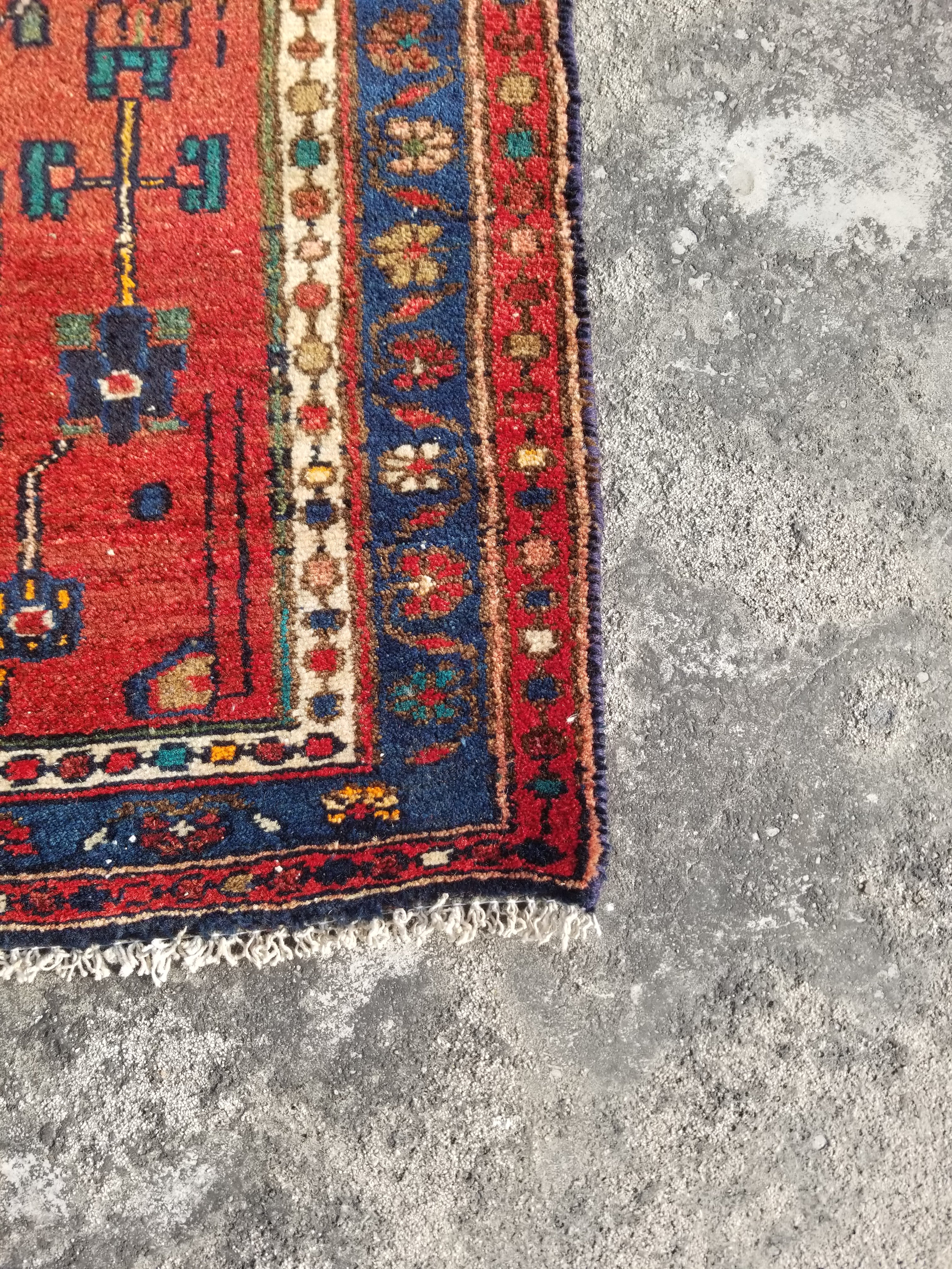 Distressed Vintage Traditional Handmade Heriz Wool Multicolor Runner 295x82cm