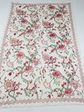 Vintage Traditional Indian Kashmiri Wool Crewel Work Floral Textile 224x150cm