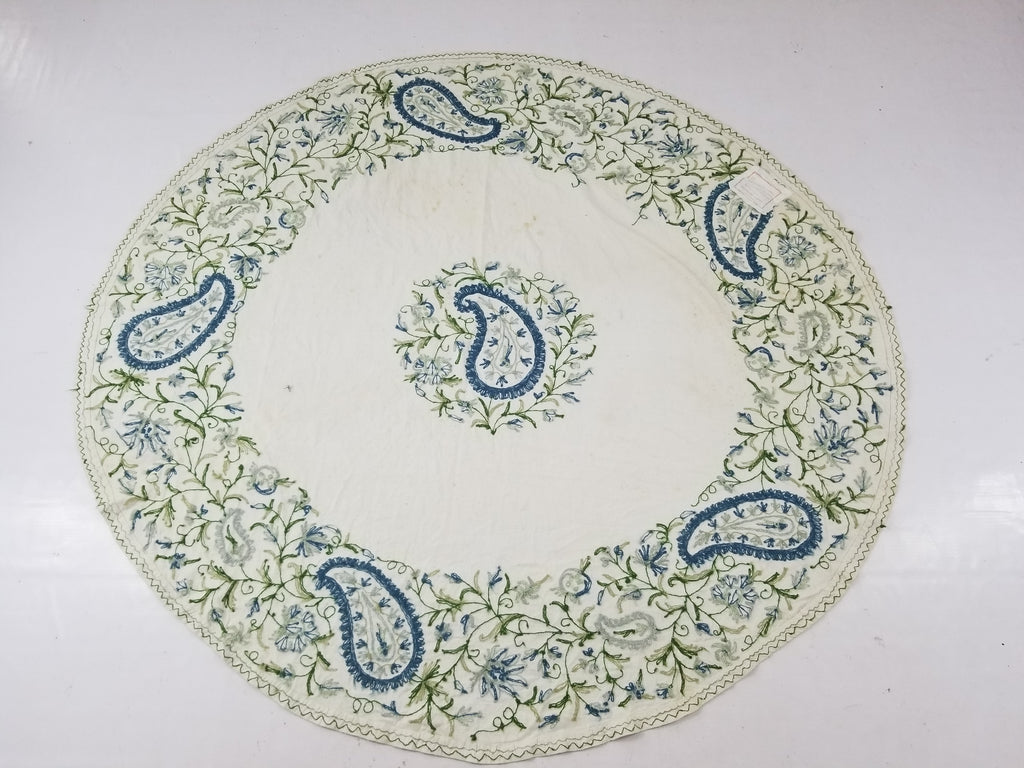 Vintage Traditional Kashmiri Wool Crewel Work Floral & Paisley Tablecloth 180x16