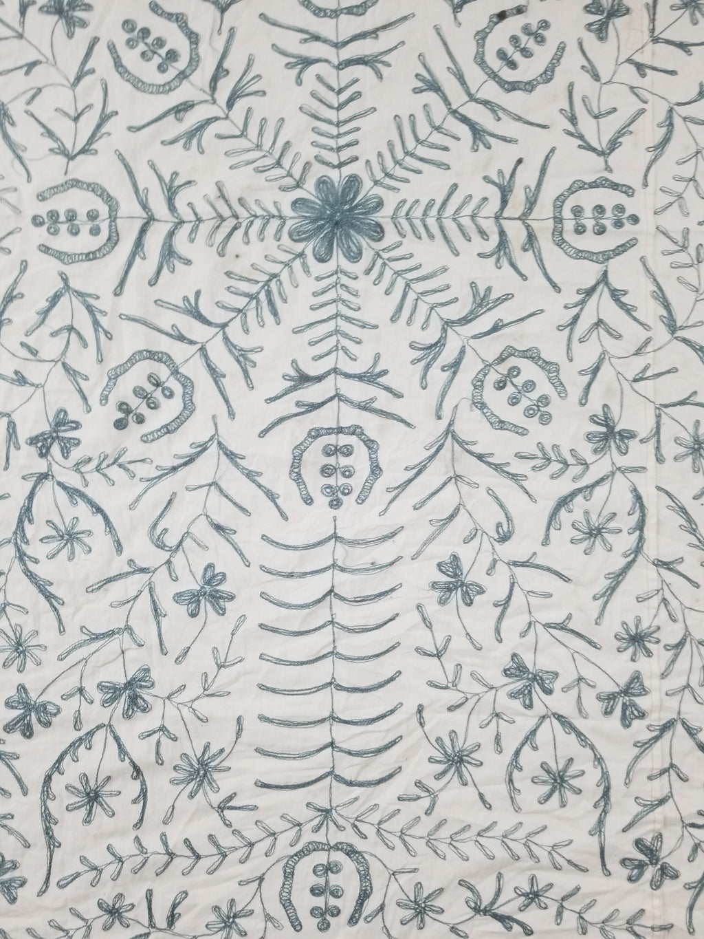 Vintage Kashmiri Wool Crewel Work Floral Tablecloth / Bedspread 260x230cm