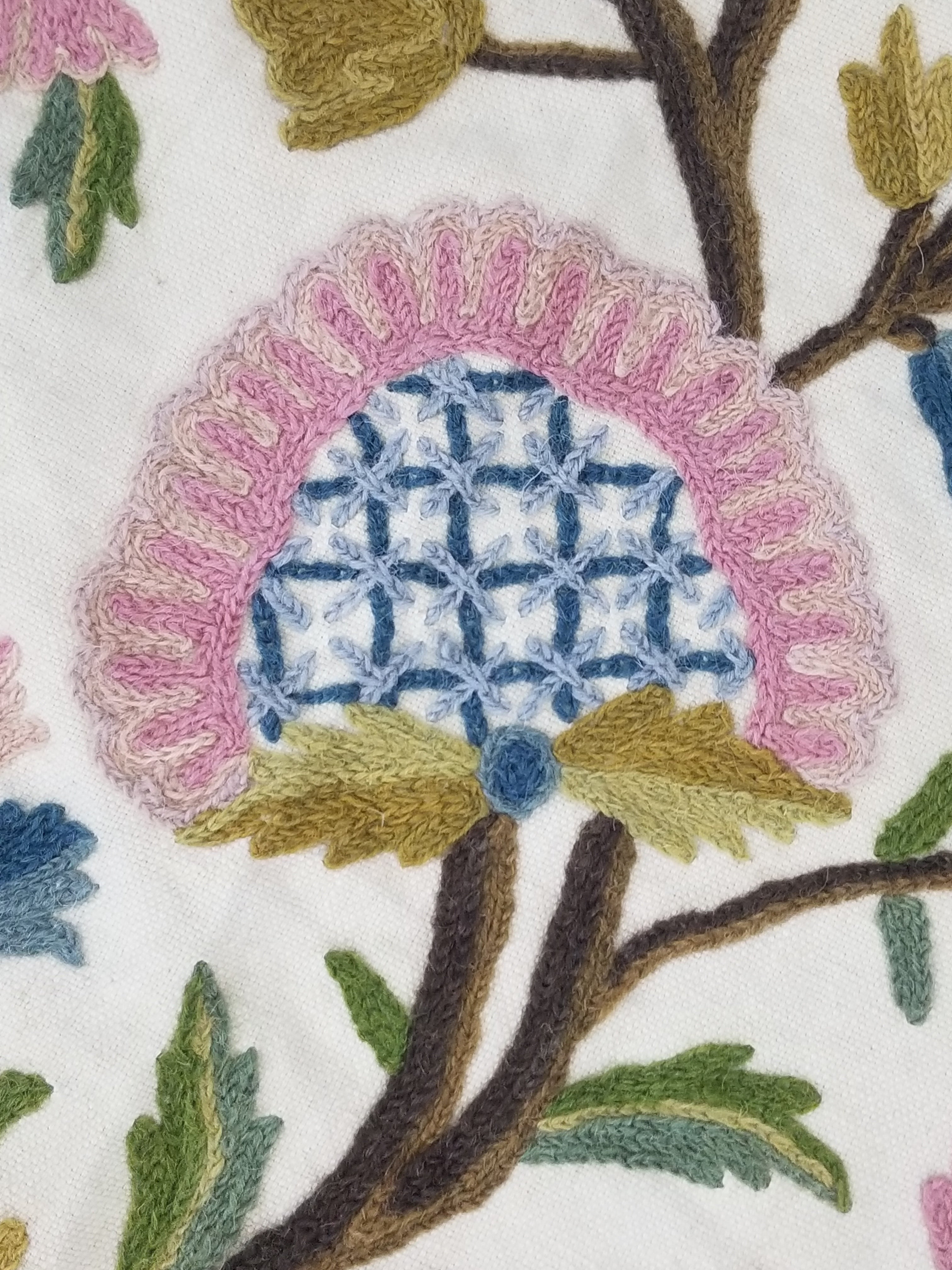 Vintage Traditional Jacobean Inspired Crewel Work Tree of Life Bedpsread 248x194