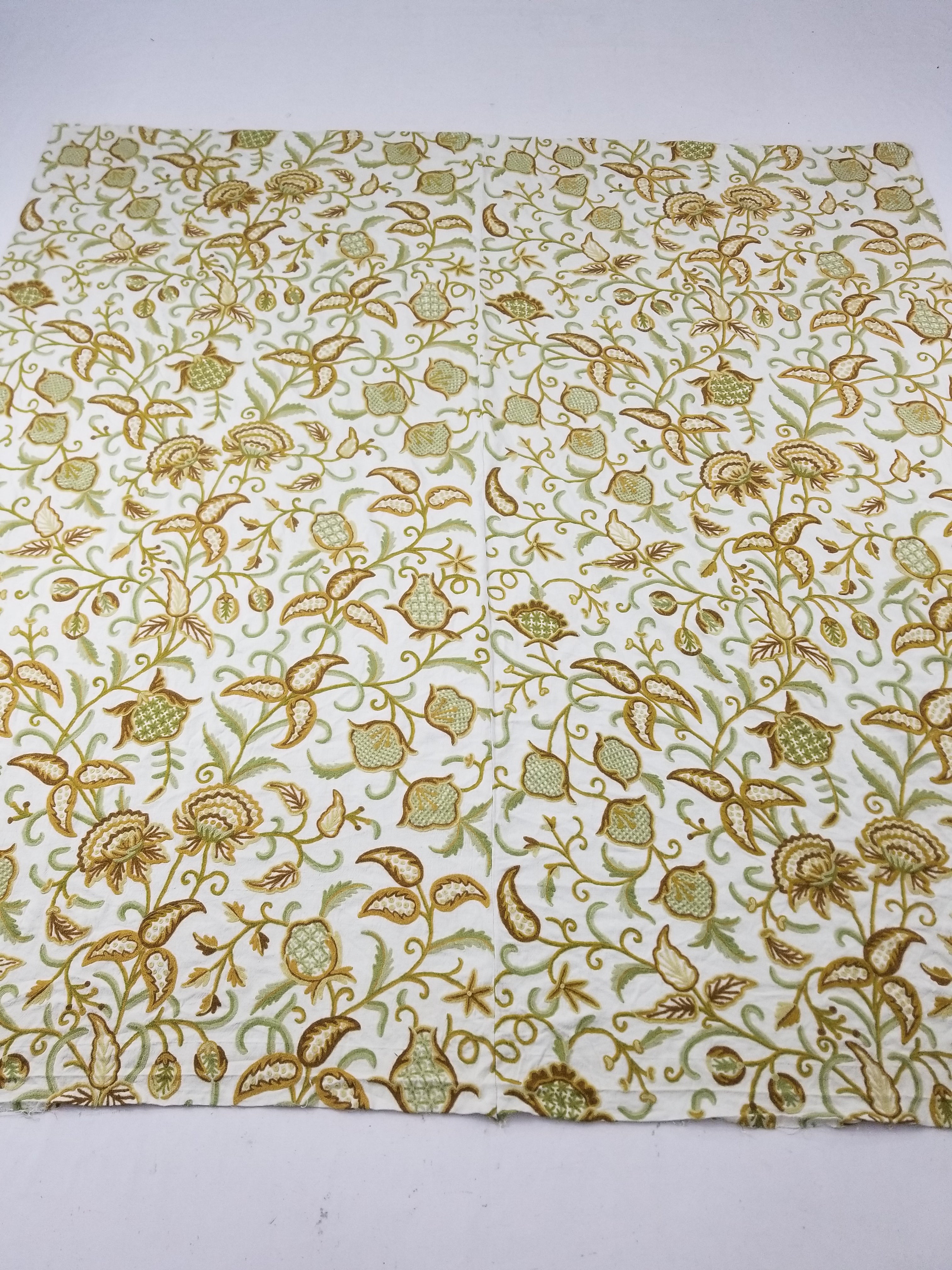 Vintage Traditional Jacobean Inspire Floral Kashmiri Crewel Work Textile 238x236