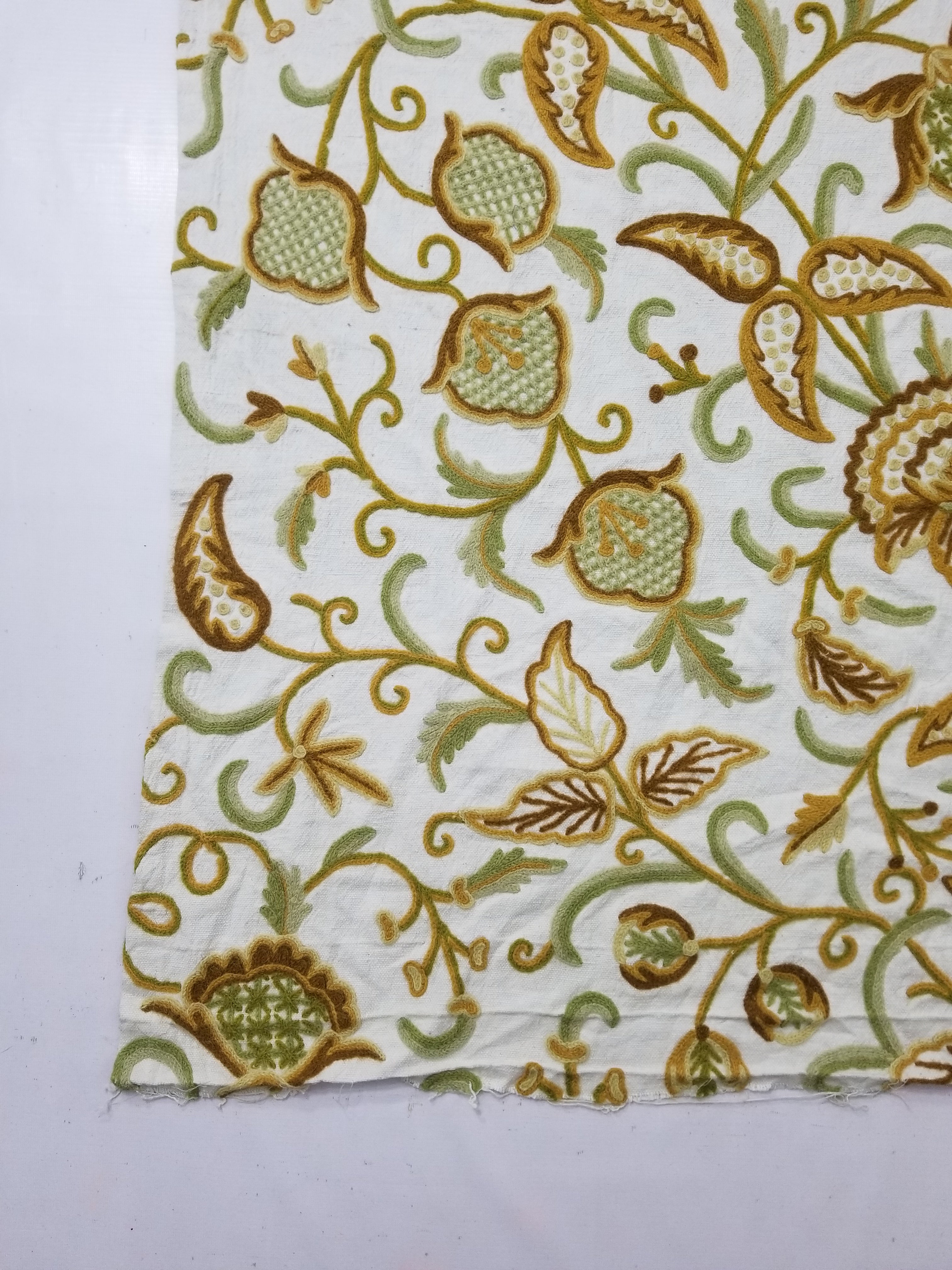 Vintage Traditional Jacobean Inspire Floral Kashmiri Crewel Work Textile 238x236