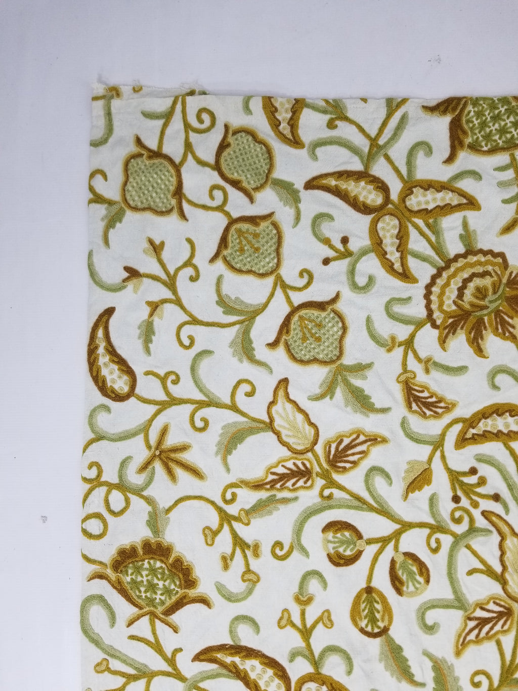 Vintage Traditional Jacobean Inspire Floral Kashmiri Crewel Work Textile 238x236