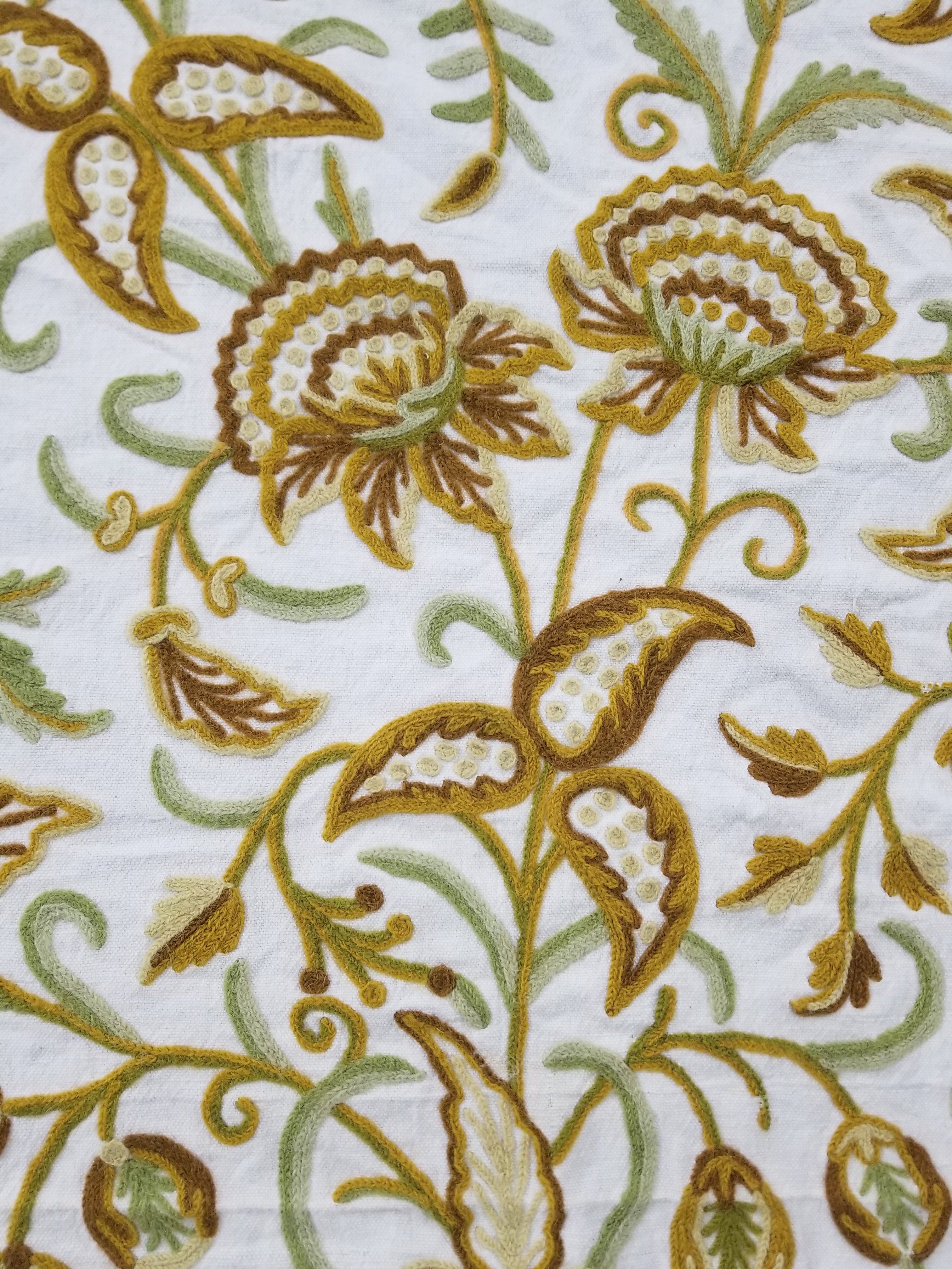 Vintage Traditional Jacobean Inspire Floral Kashmiri Crewel Work Textile 238x236