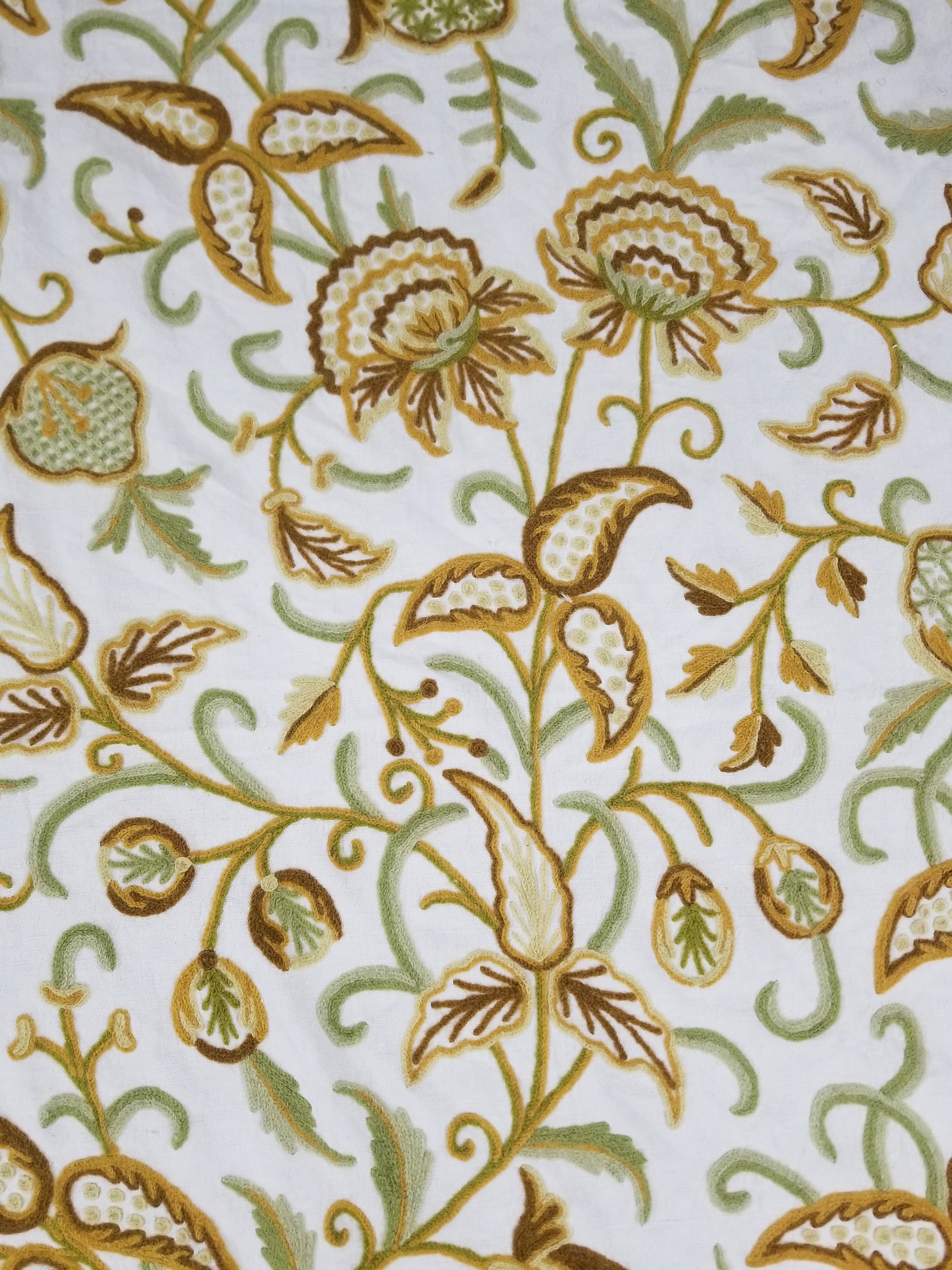 Vintage Traditional Jacobean Inspire Floral Kashmiri Crewel Work Textile 238x236