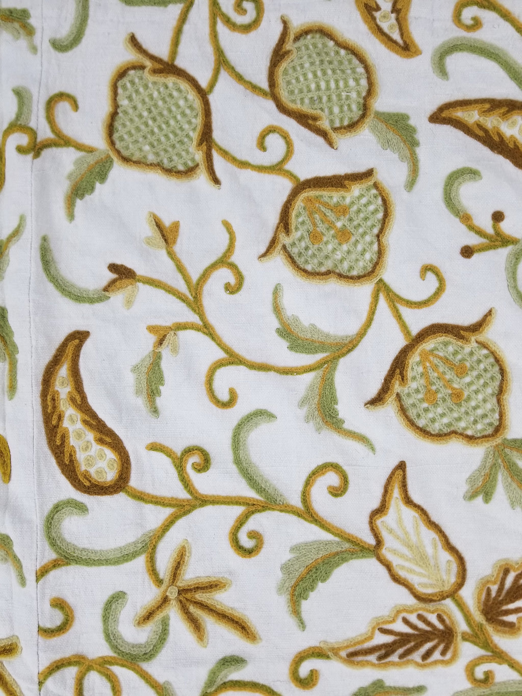 Vintage Traditional Jacobean Inspire Floral Kashmiri Crewel Work Textile 238x236