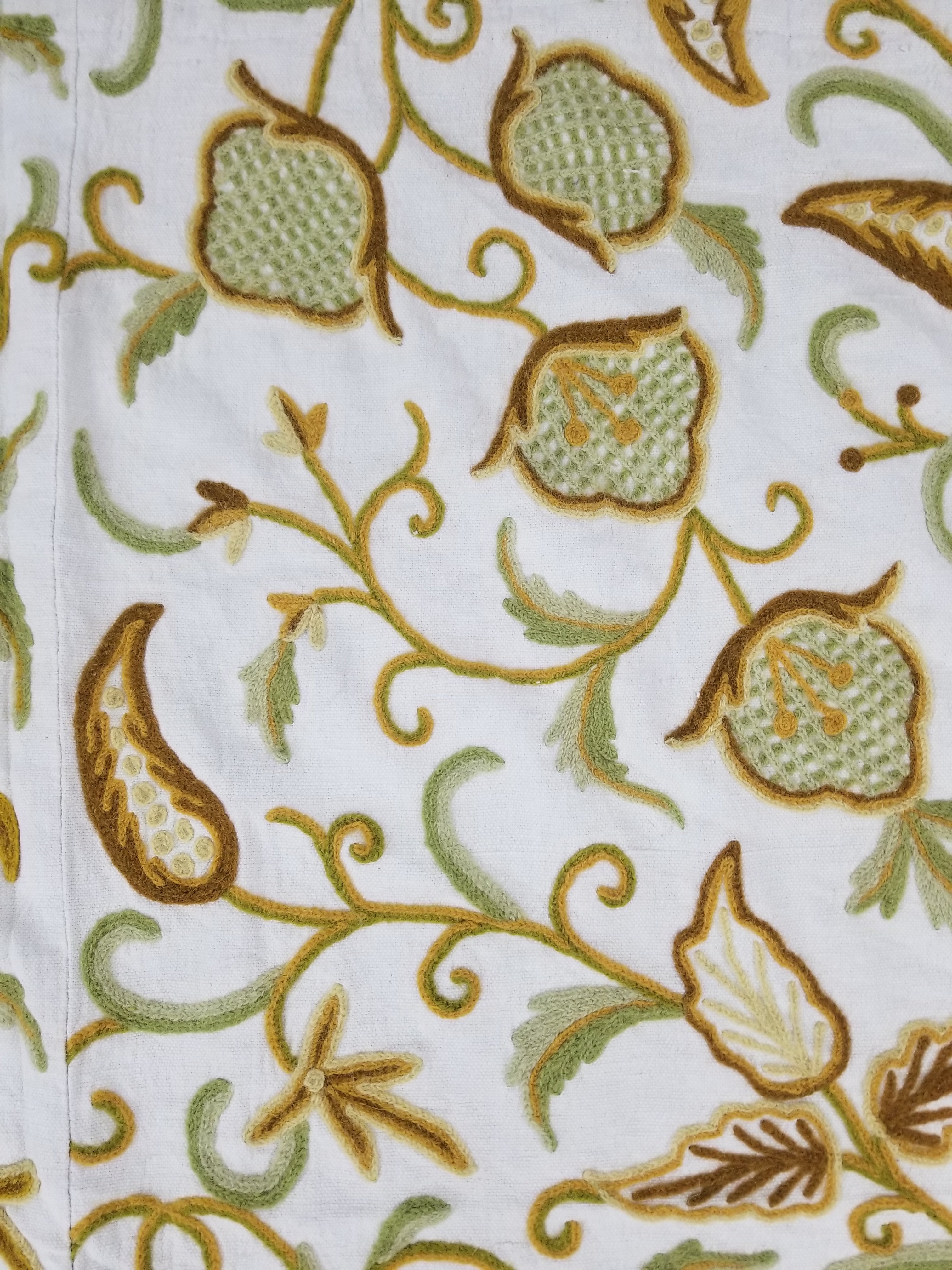 Vintage Traditional Jacobean Inspire Floral Kashmiri Crewel Work Textile 238x236