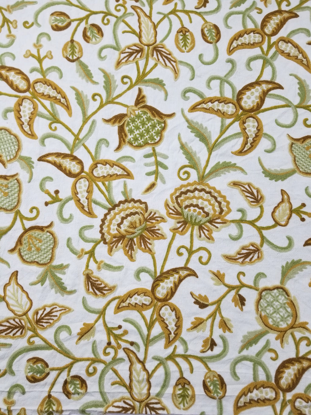 Vintage Traditional Jacobean Inspire Floral Kashmiri Crewel Work Textile 238x236