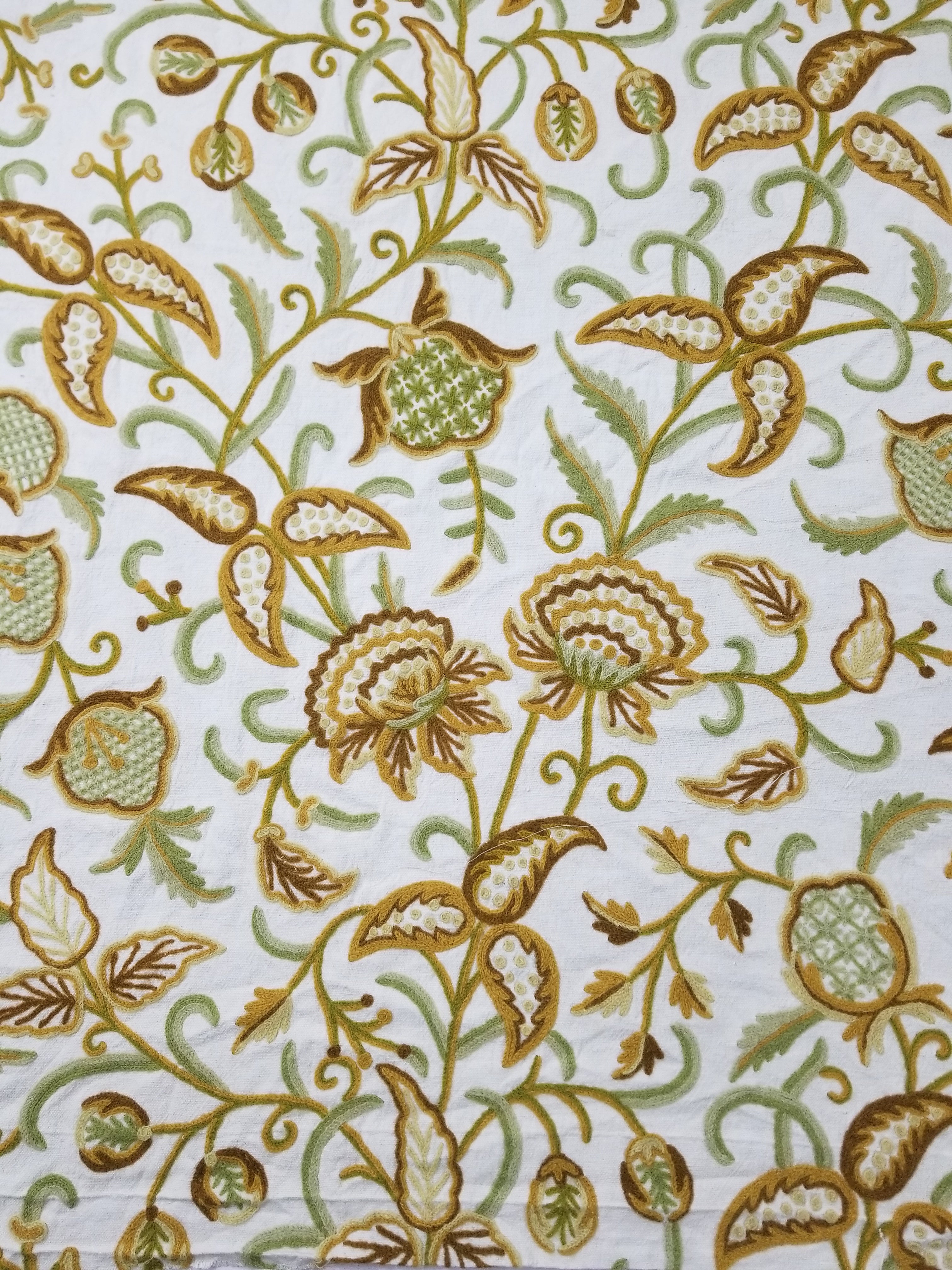 Vintage Traditional Jacobean Inspire Floral Kashmiri Crewel Work Textile 238x236