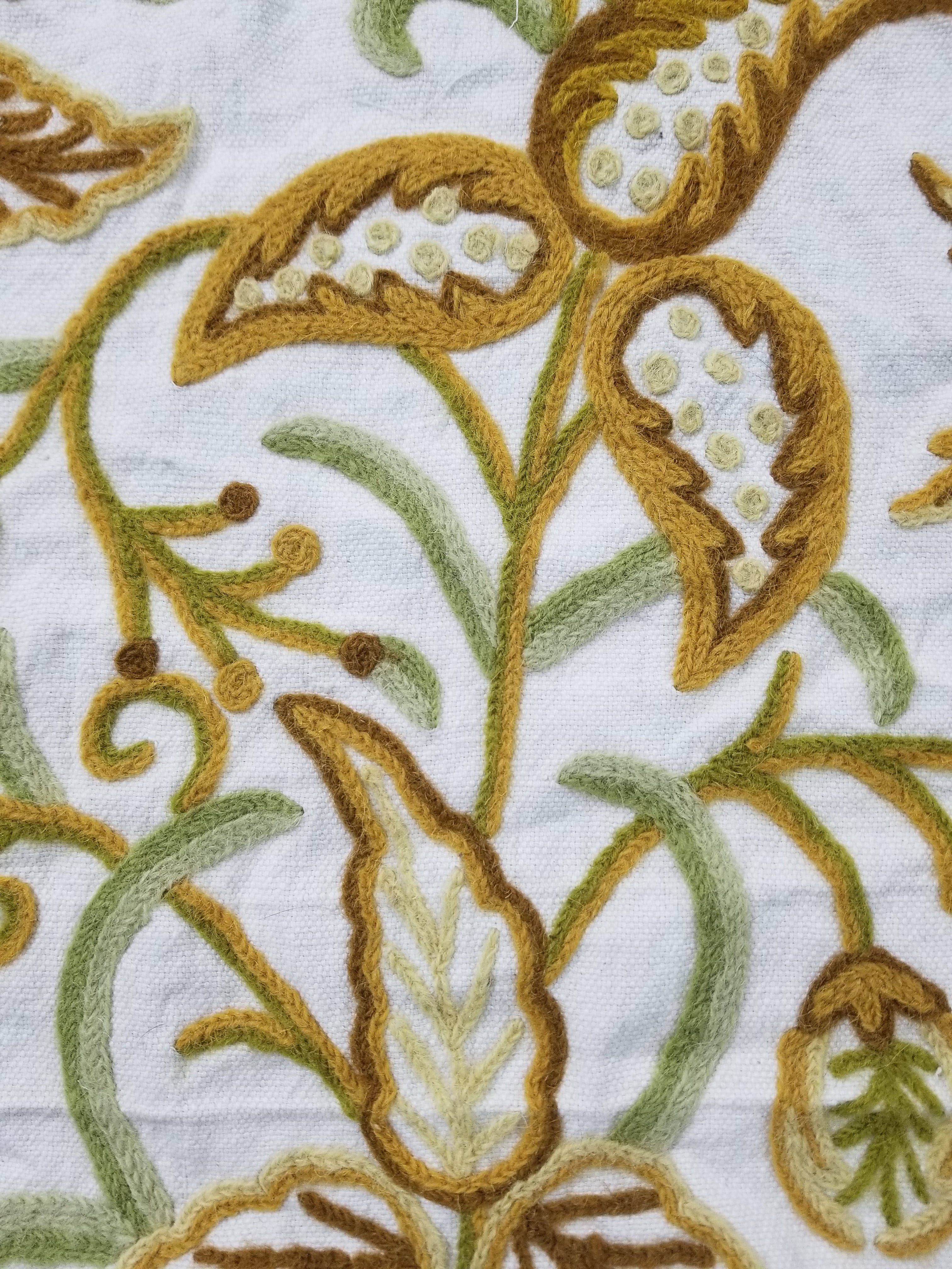 Vintage Traditional Jacobean Inspire Floral Kashmiri Crewel Work Textile 238x236