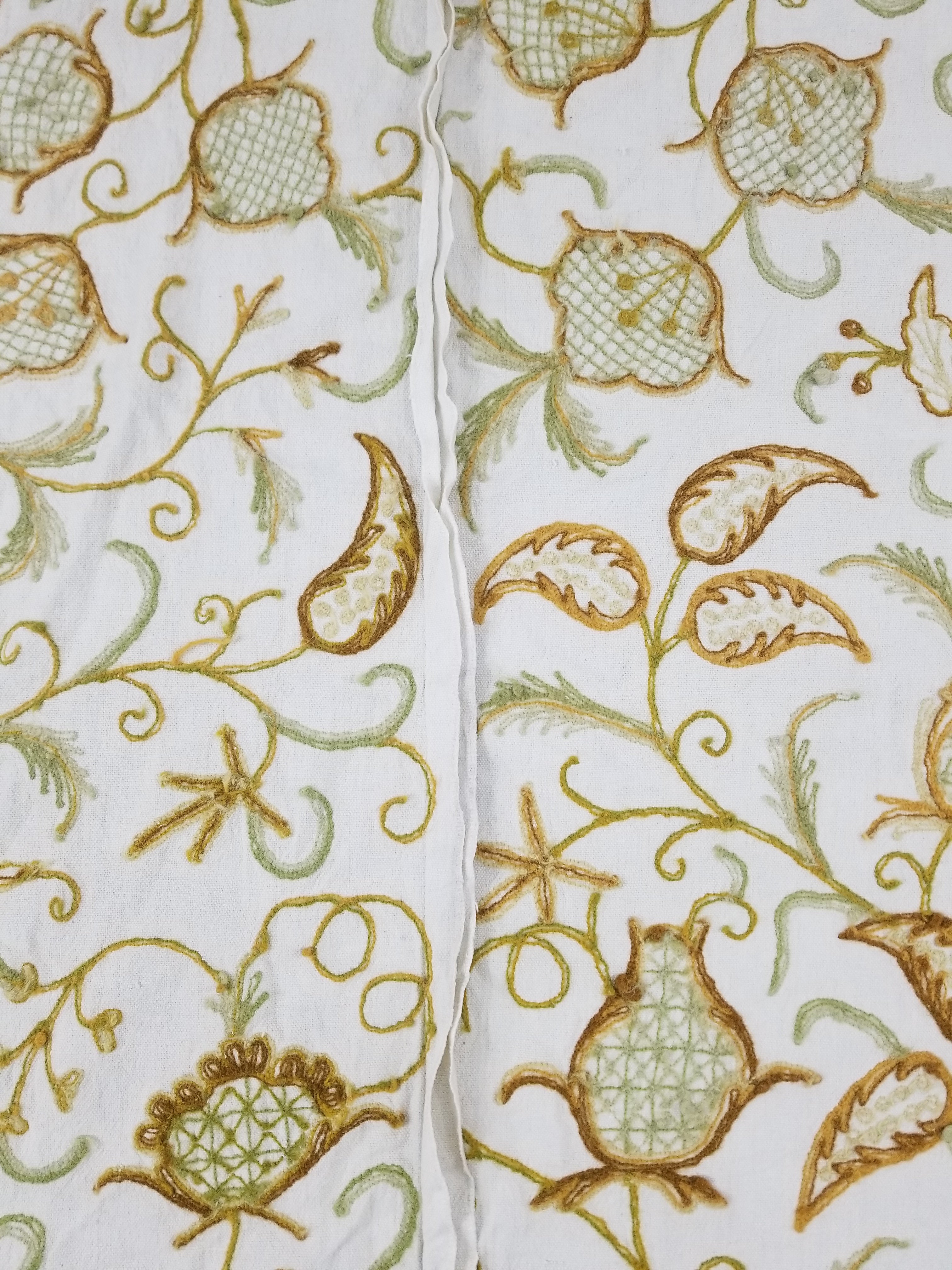 Vintage Traditional Jacobean Inspire Floral Kashmiri Crewel Work Textile 238x236