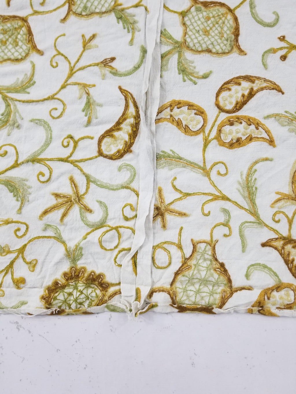 Vintage Traditional Jacobean Inspire Floral Kashmiri Crewel Work Textile 238x236