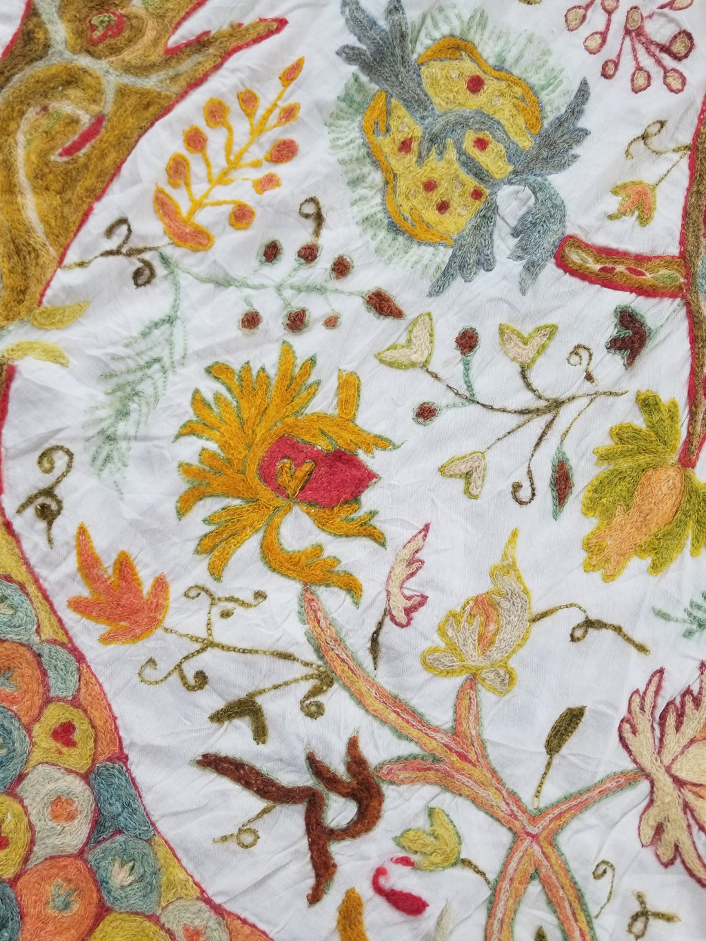 Antique Traditional Kashmiri Wool Crewel Work Tree of Life Tapestry 243x108cm