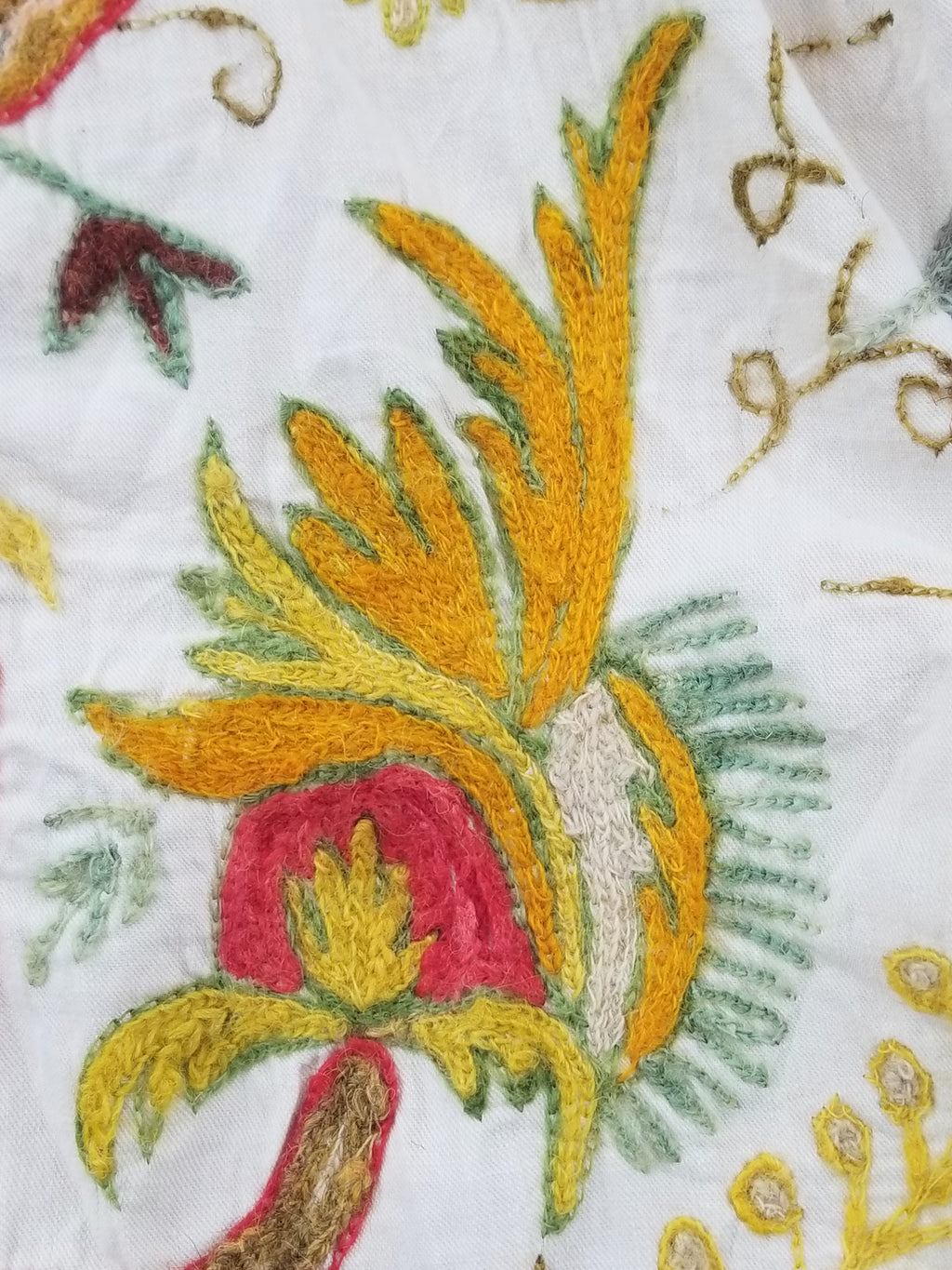 Antique Traditional Kashmiri Wool Crewel Work Tree of Life Tapestry 243x108cm