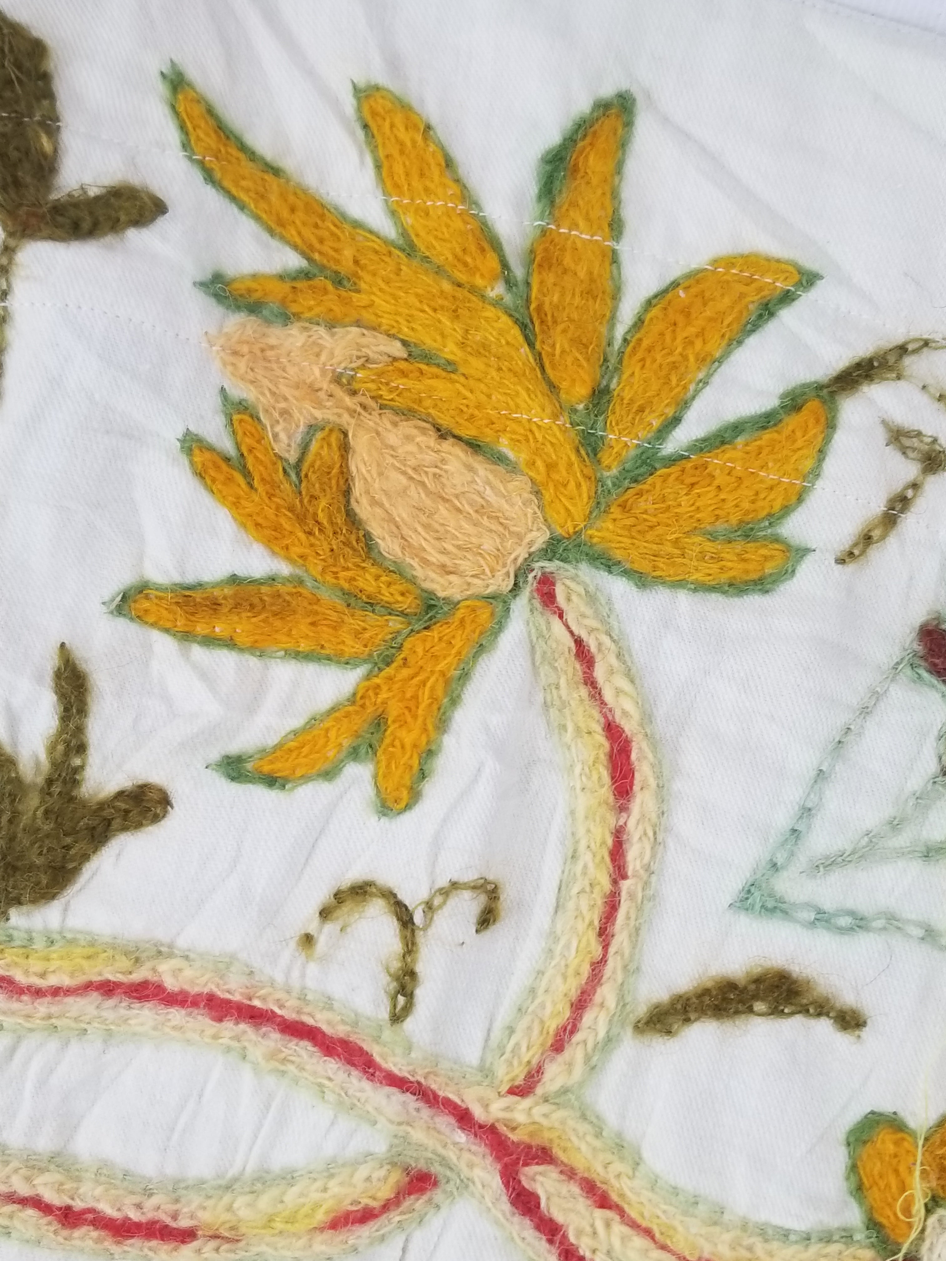 Antique Traditional Kashmiri Wool Crewel Work Tree of Life Tapestry 243x108cm