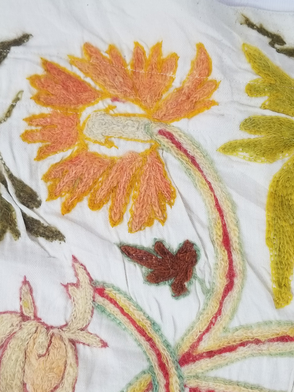 Antique Traditional Kashmiri Wool Crewel Work Tree of Life Tapestry 243x108cm