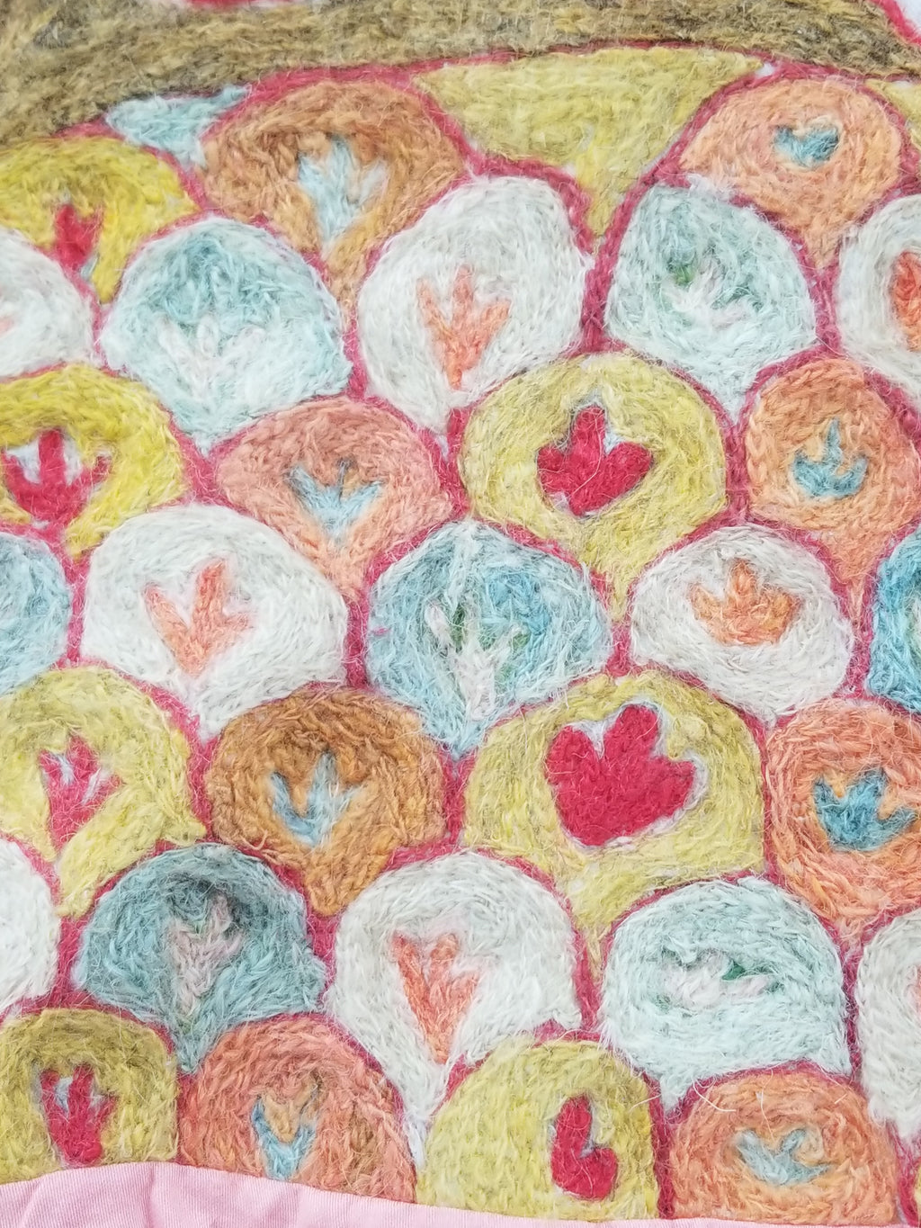 Antique Traditional Kashmiri Wool Crewel Work Tree of Life Tapestry 243x108cm