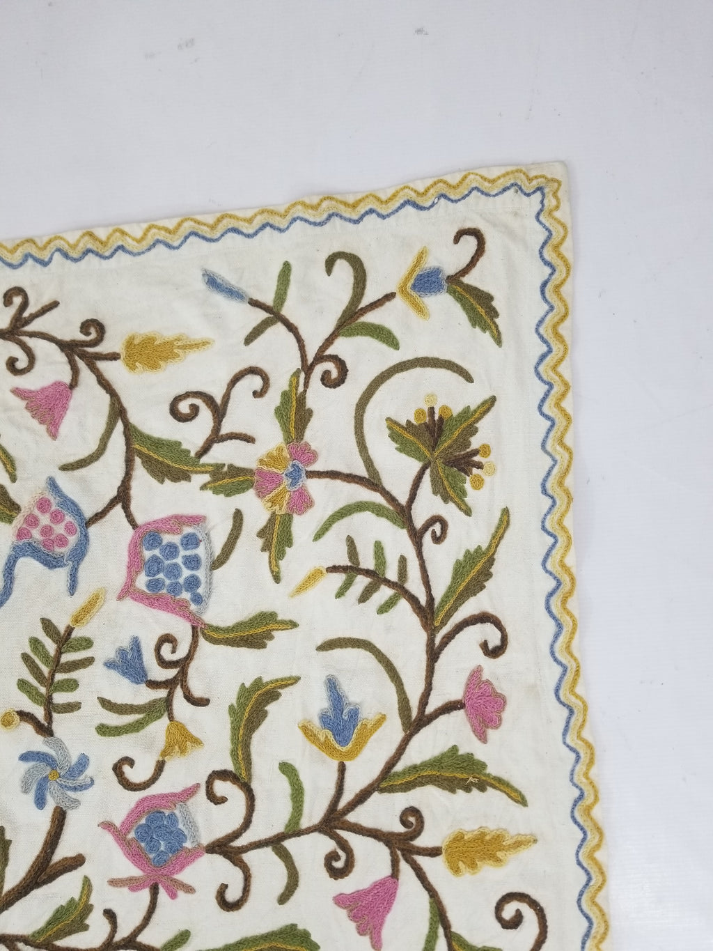 Vintage Traditional Kashmiri Wool Crewel Work Tree of Life Textile Panel 232x176