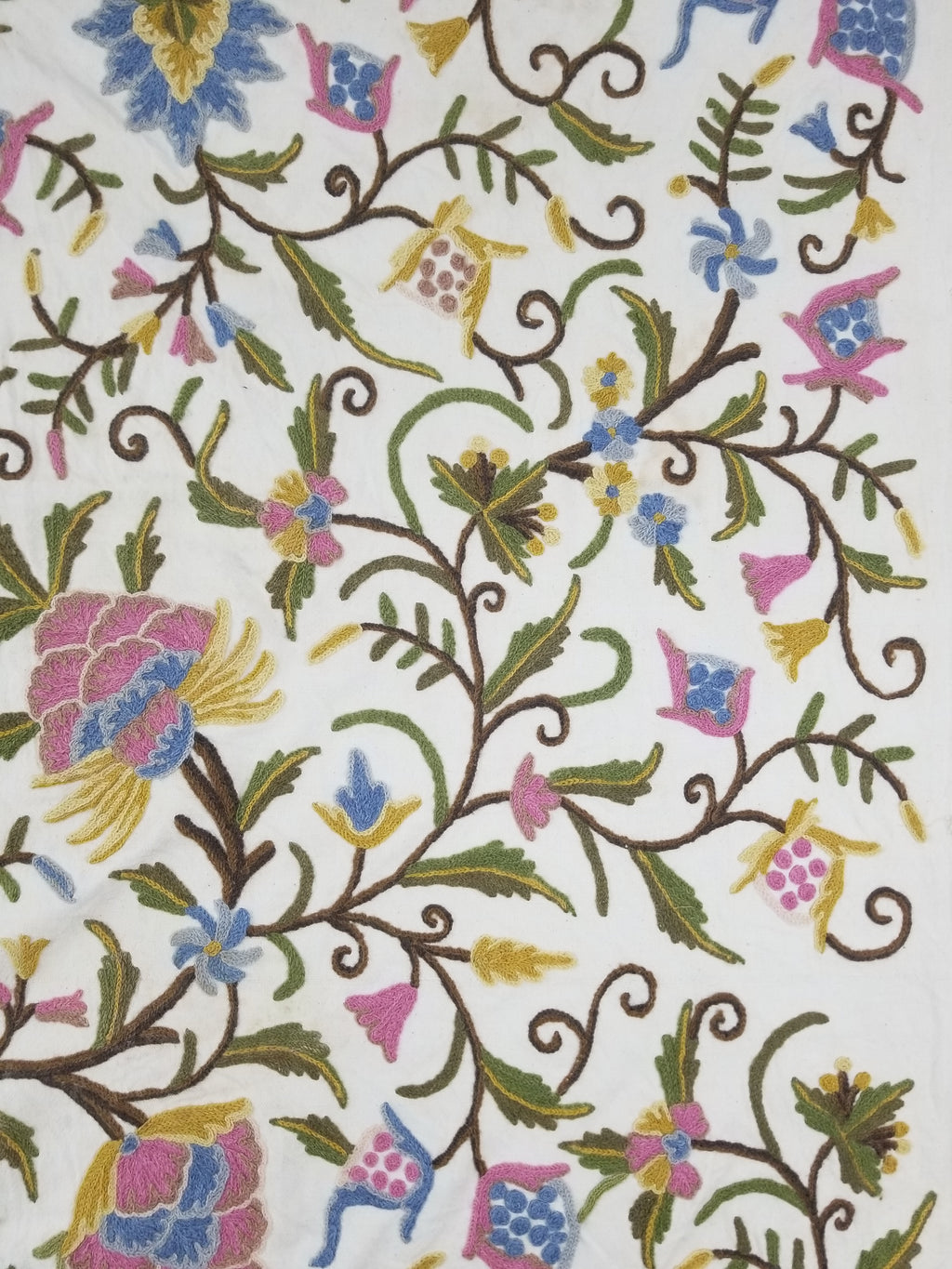 Vintage Traditional Kashmiri Wool Crewel Work Tree of Life Textile Panel 232x176