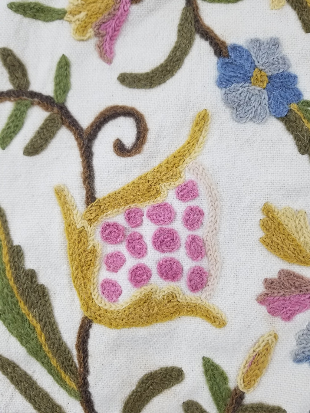Vintage Traditional Kashmiri Wool Crewel Work Tree of Life Textile Panel 232x176