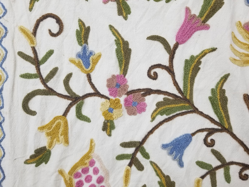 Vintage Traditional Kashmiri Wool Crewel Work Tree of Life Textile Panel 232x176