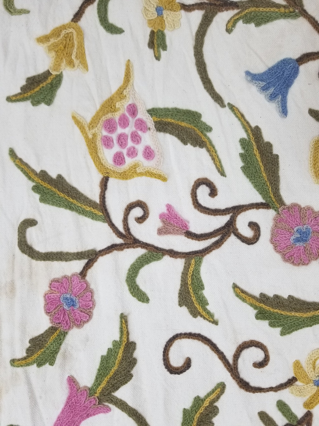 Vintage Traditional Kashmiri Wool Crewel Work Tree of Life Textile Panel 232x176