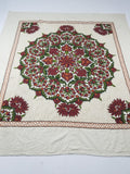 Vintage Traditional Kashmiri Wool Crewel Work Floral Bedspread 251x223cm