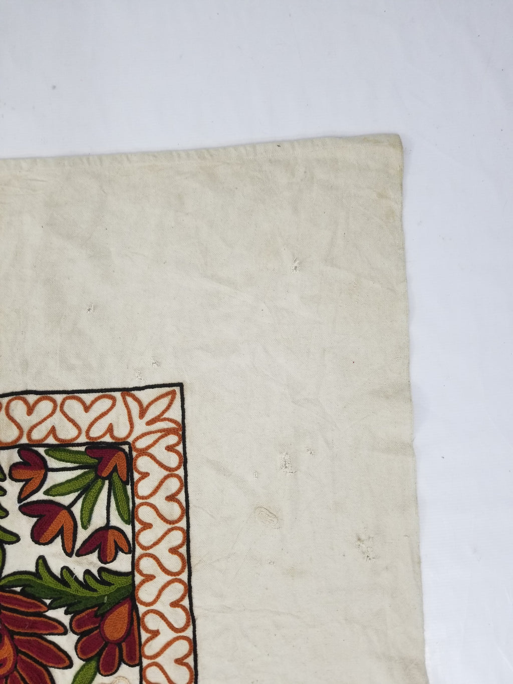 Vintage Traditional Kashmiri Wool Crewel Work Floral Bedspread 251x223cm