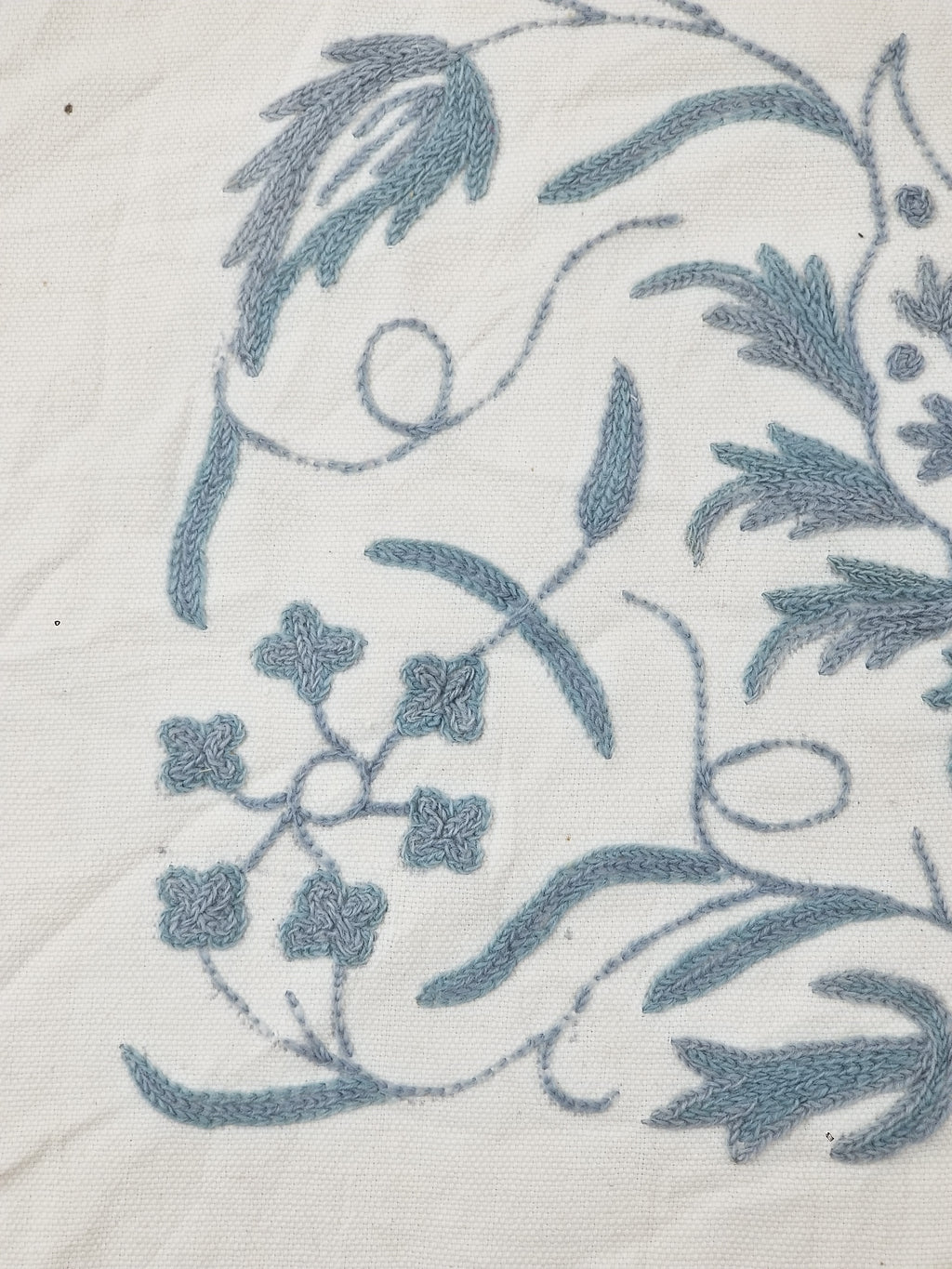 Vintage Traditional Indian Kashmiri Crewel Work Floral Textile Panel 255x228cm