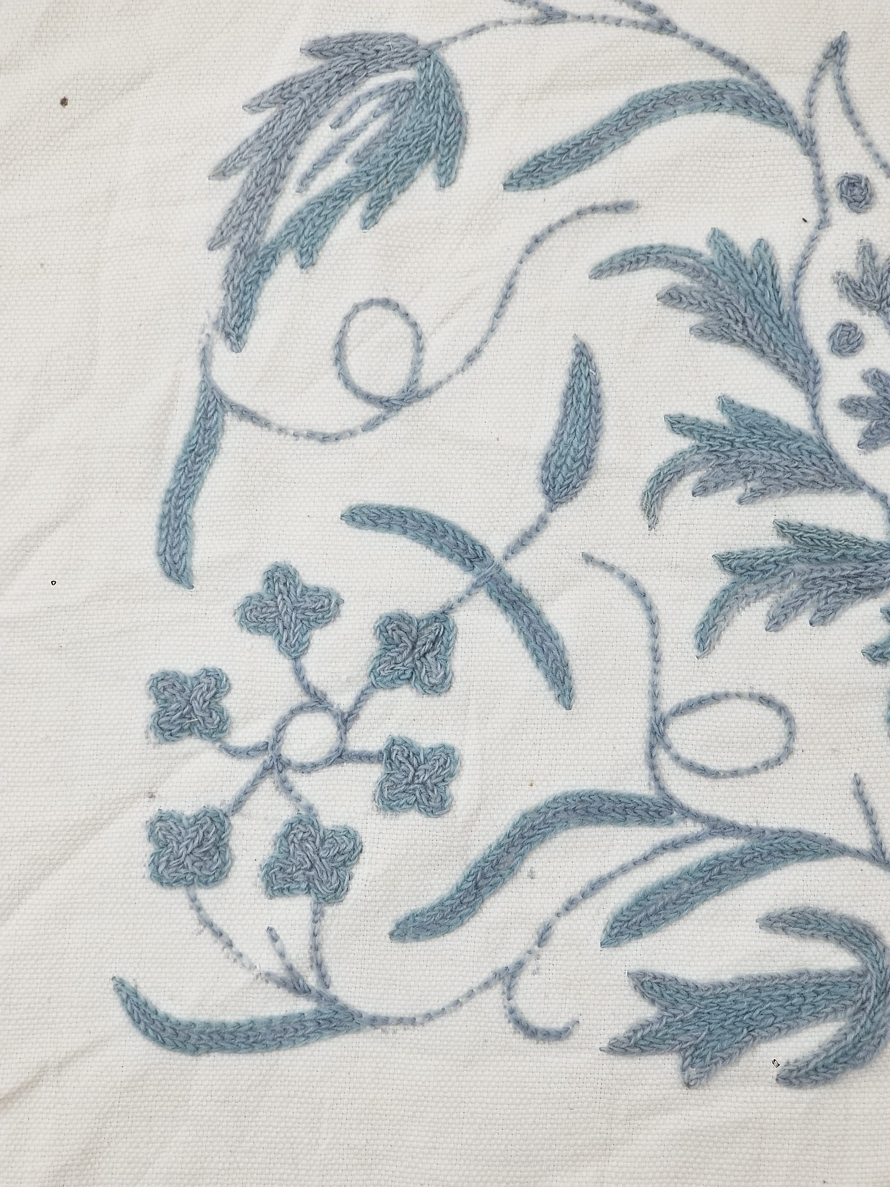 Vintage Traditional Indian Kashmiri Crewel Work Floral Textile Panel 255x228cm