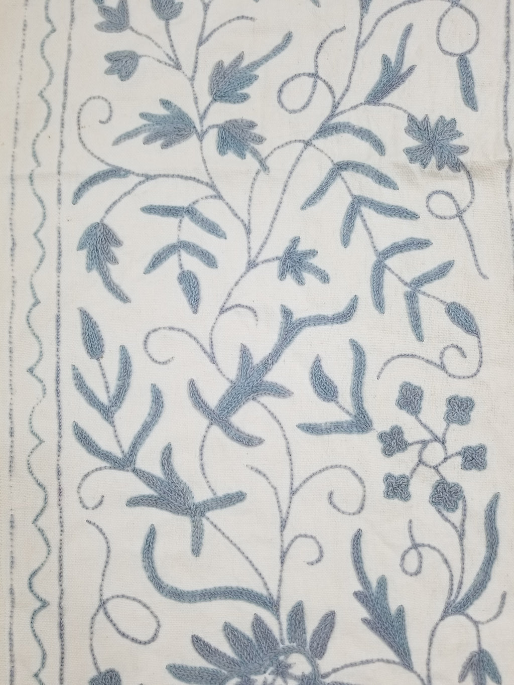 Vintage Traditional Indian Kashmiri Crewel Work Floral Textile Panel 255x228cm