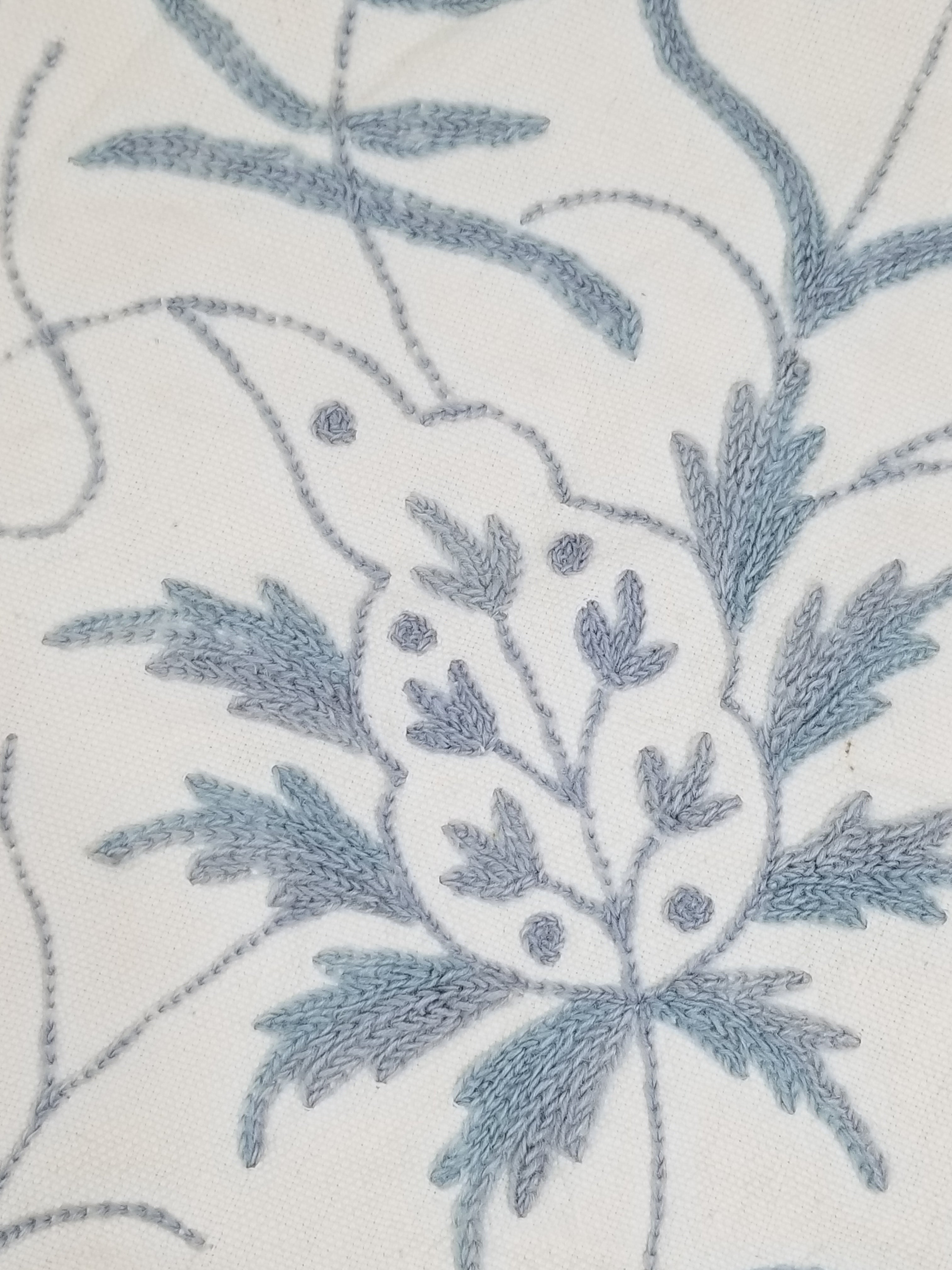 Vintage Traditional Indian Kashmiri Crewel Work Floral Textile Panel 255x228cm