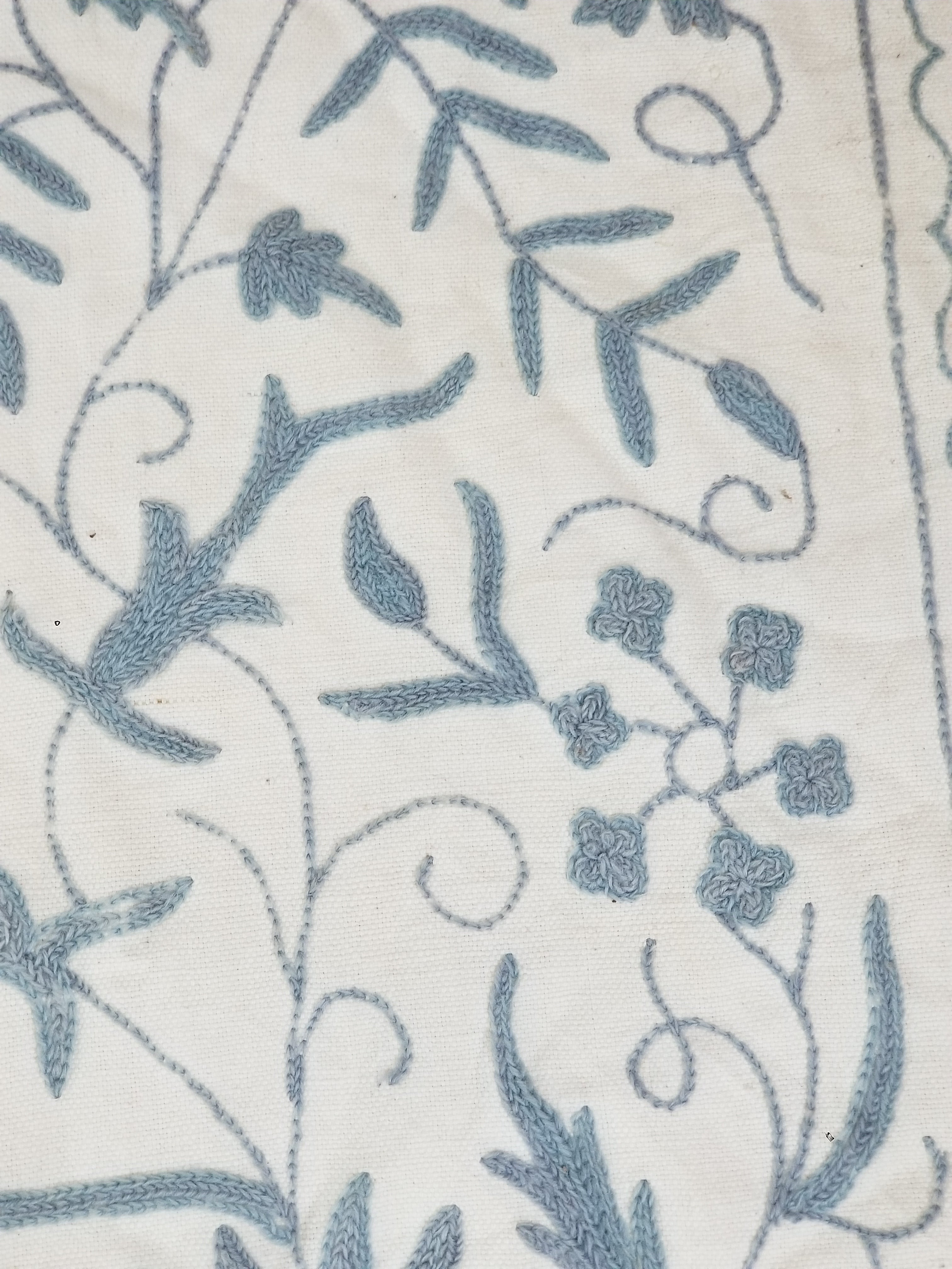 Vintage Traditional Indian Kashmiri Crewel Work Floral Textile Panel 255x228cm