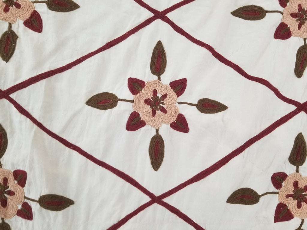 Vintage Traditional Indian Kashmiri Crewel Work Floral Quilt 250x220cm
