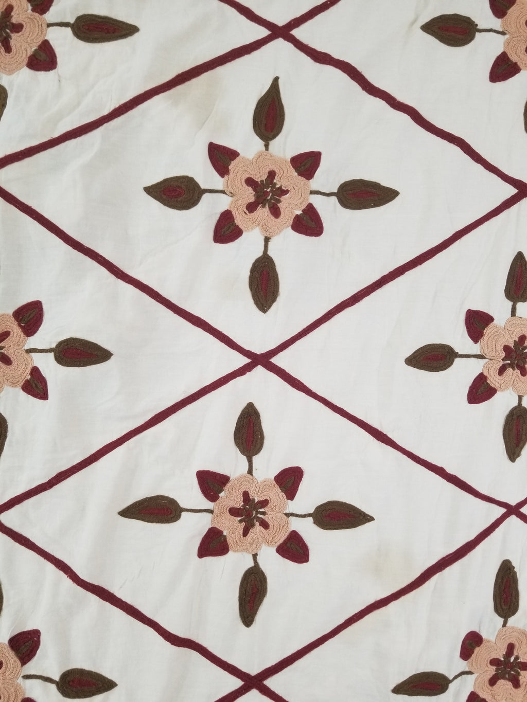 Vintage Traditional Indian Kashmiri Crewel Work Floral Quilt 250x220cm